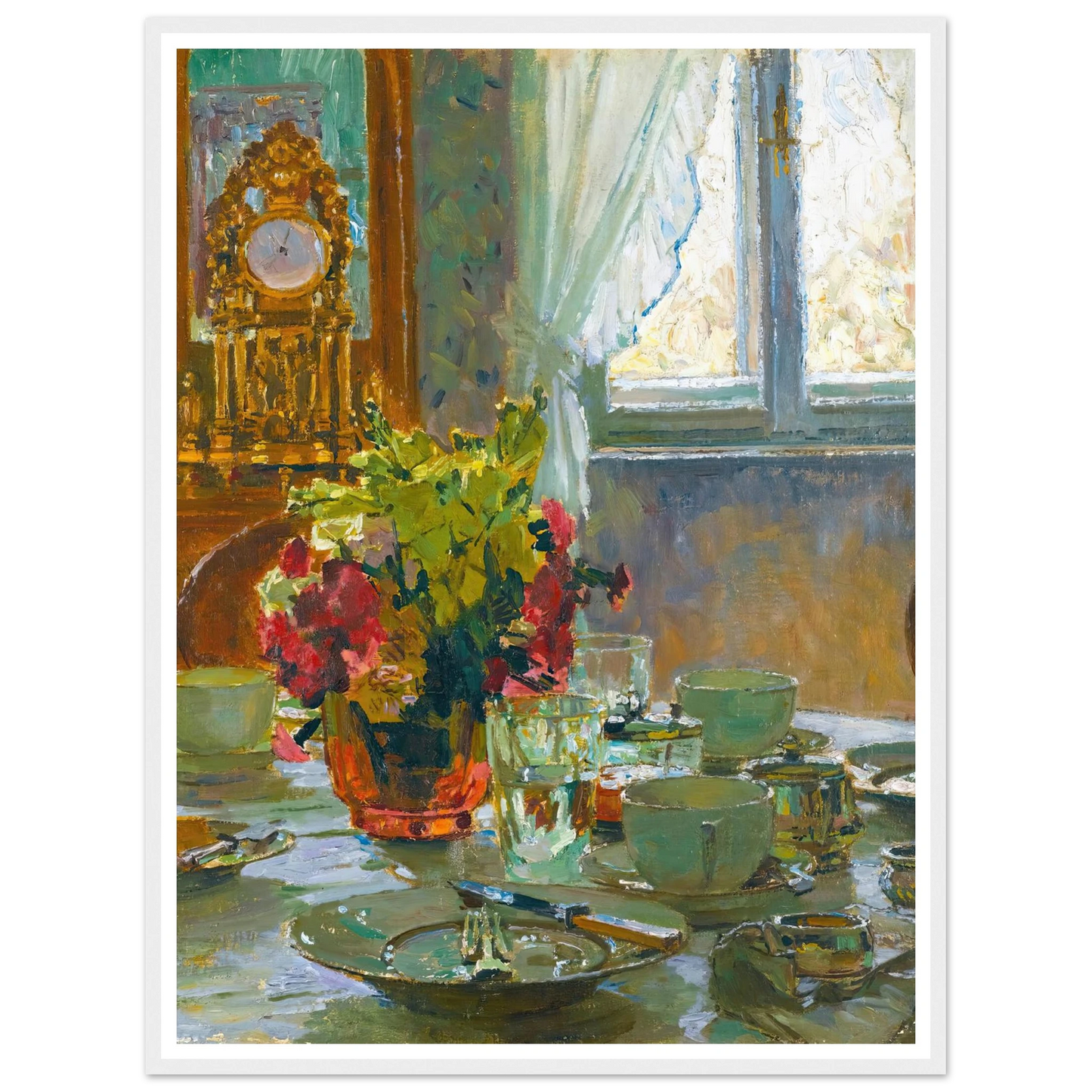 The breakfast table Art Print | Carl Moll - Framed Poster - 30x40 cm / 12x16″ - Black frame