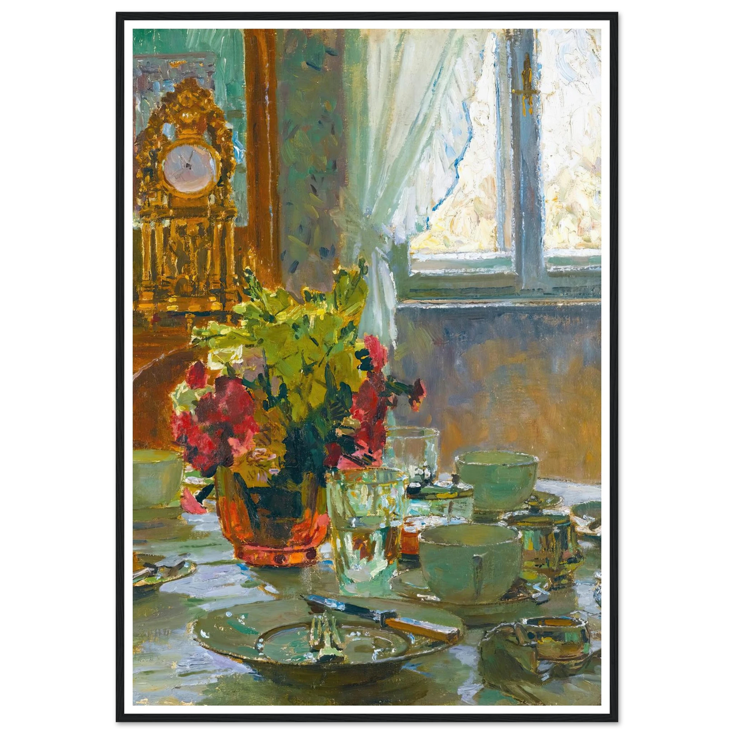 The breakfast table Art Print | Carl Moll - Framed Poster - 30x40 cm / 12x16″ - Black frame