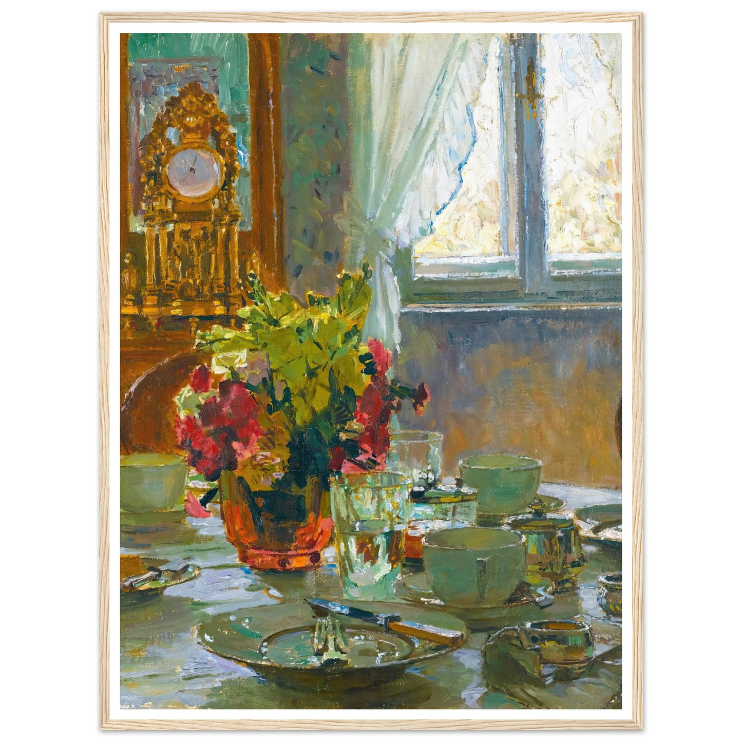 The breakfast table Art Print | Carl Moll - Framed Poster - 30x40 cm / 12x16″ - Black frame
