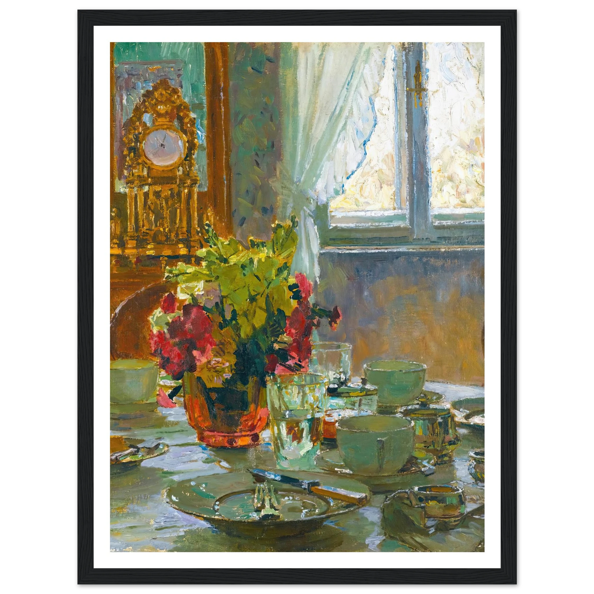 The breakfast table Art Print | Carl Moll - Framed Poster - 30x40 cm / 12x16″ - Black frame