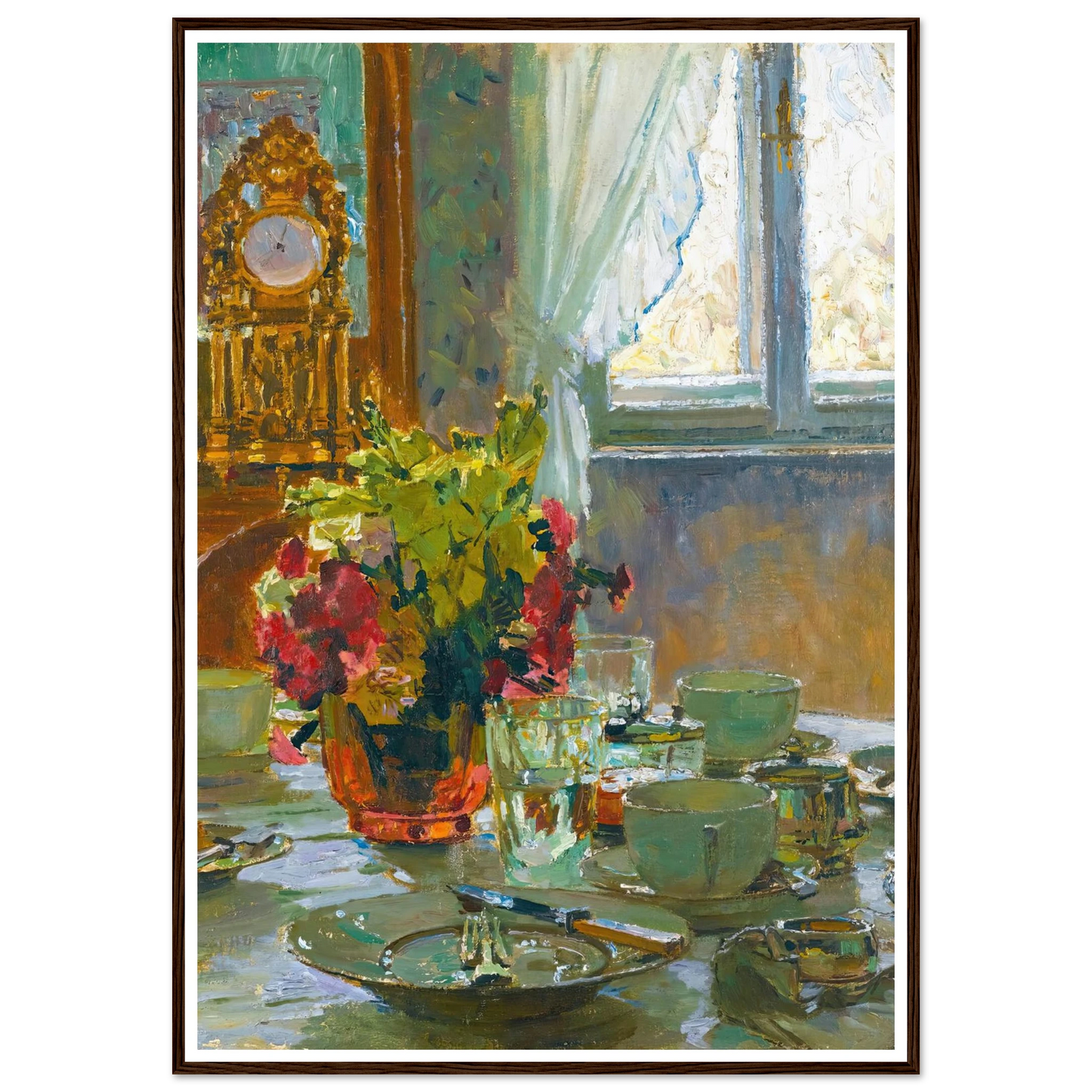 The breakfast table Art Print | Carl Moll - Framed Poster - 30x40 cm / 12x16″ - Black frame