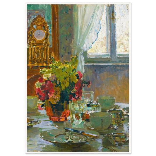 The breakfast table Art Print | Carl Moll - Framed Poster - 30x40 cm / 12x16″ - Black frame