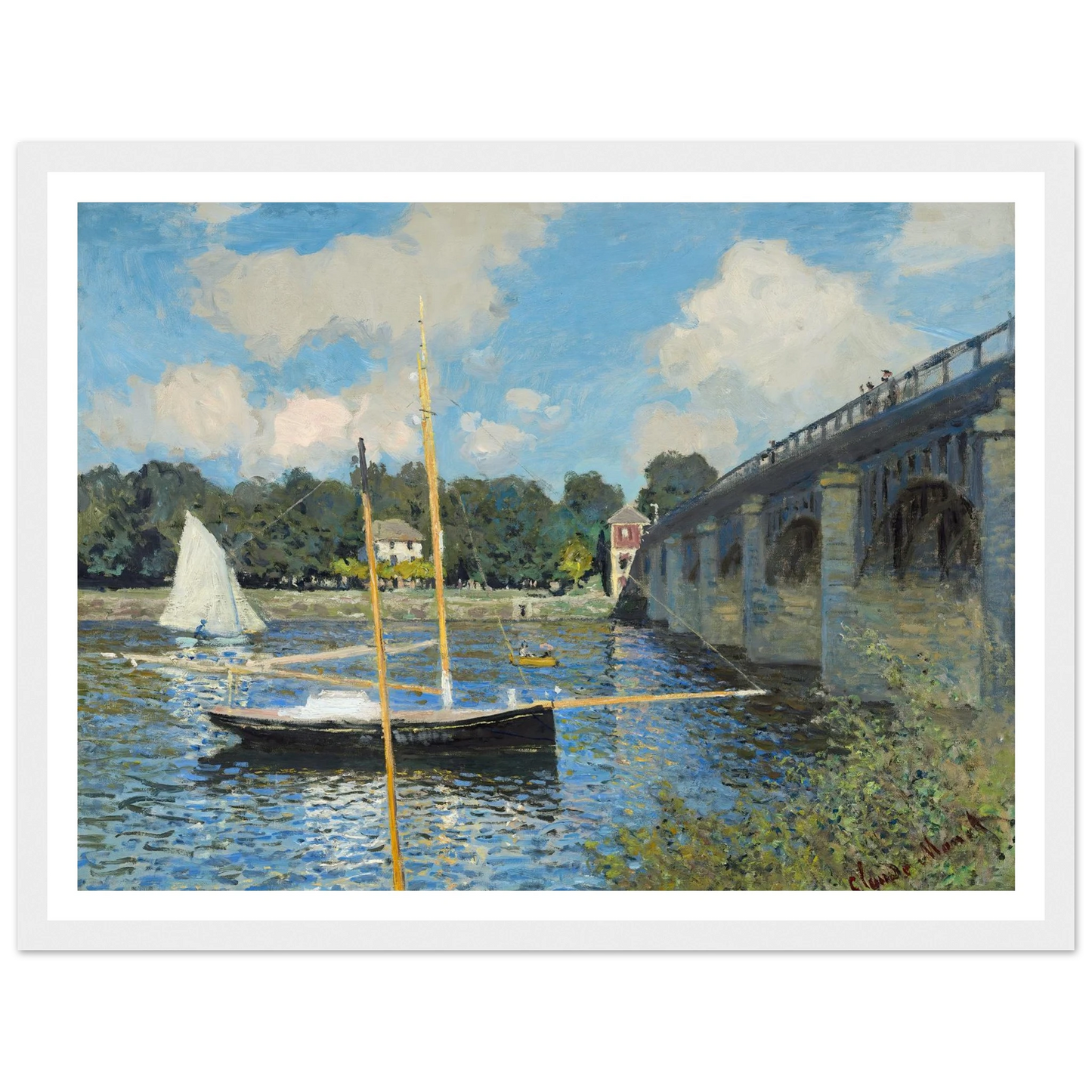 The Bridge at Argenteuil (1874) Art Print | Claude Monet - Framed Poster - 30x40 cm / 12x16″ - Black frame