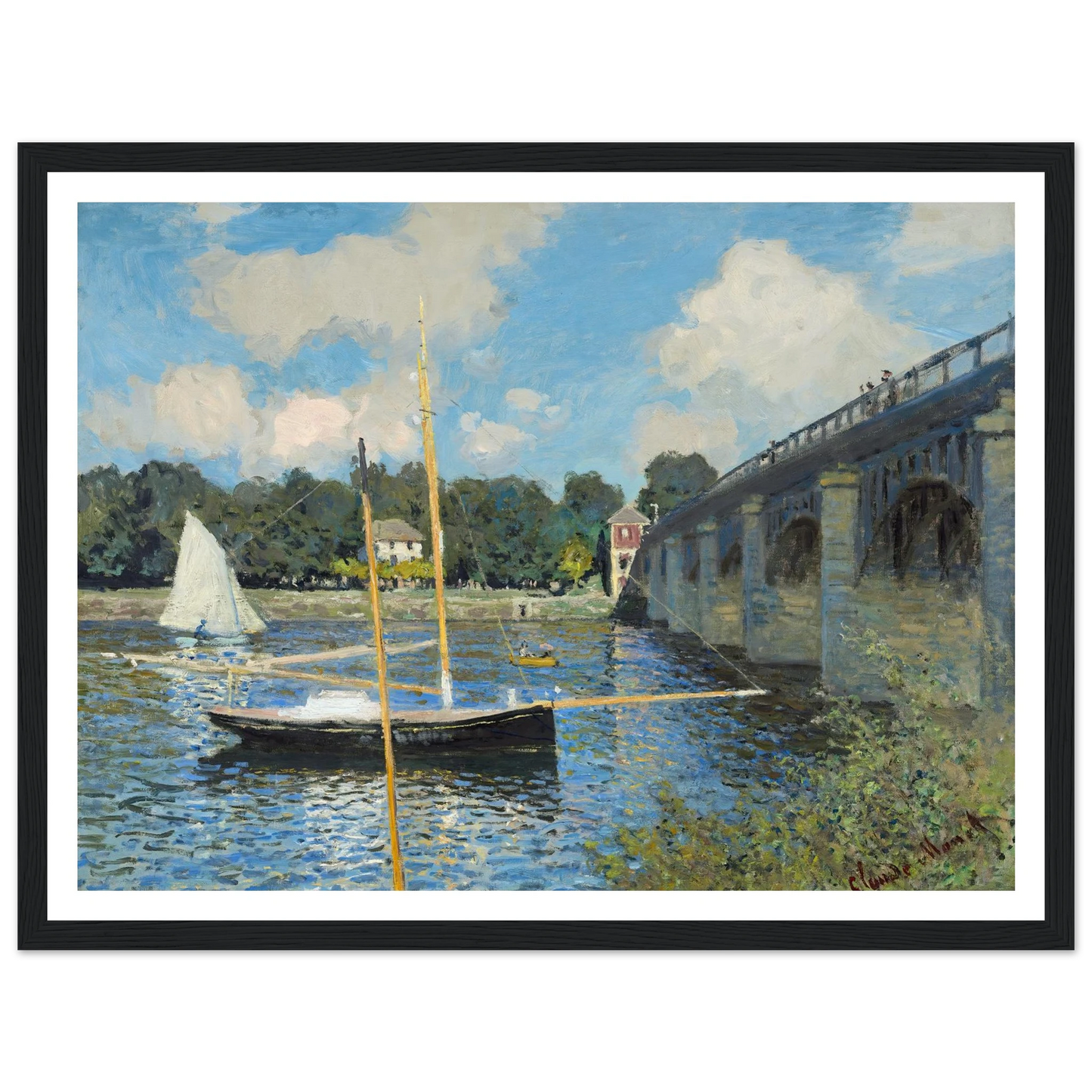 The Bridge at Argenteuil (1874) Art Print | Claude Monet - Framed Poster - 30x40 cm / 12x16″ - Black frame
