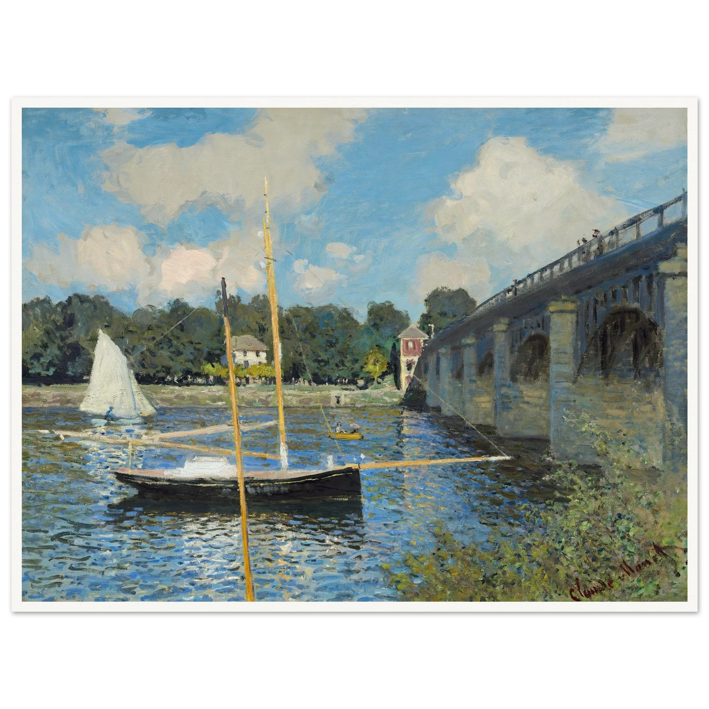 The Bridge at Argenteuil (1874) Art Print | Claude Monet - Framed Poster - 30x40 cm / 12x16″ - Black frame