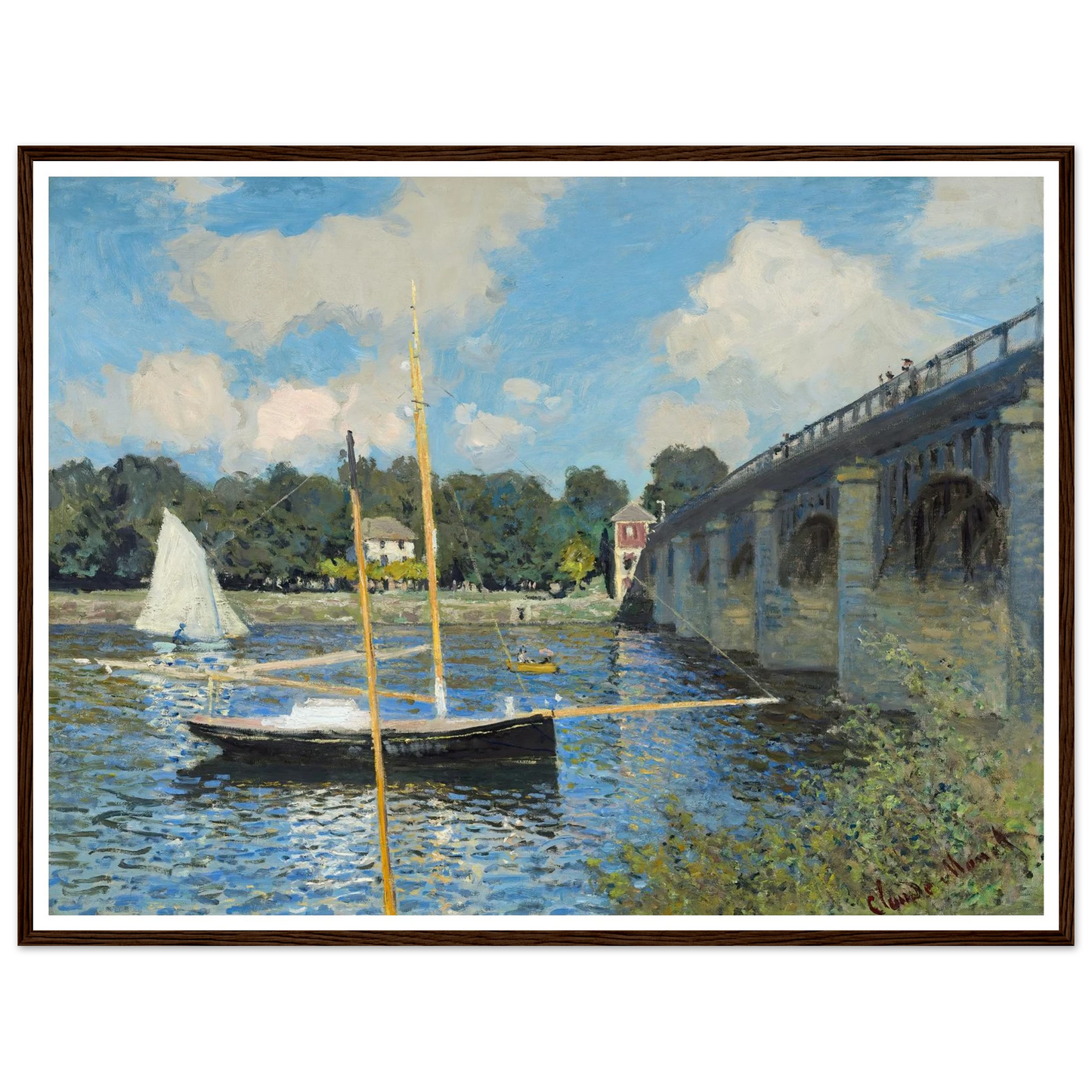 The Bridge at Argenteuil (1874) Art Print | Claude Monet - Framed Poster - 30x40 cm / 12x16″ - Black frame