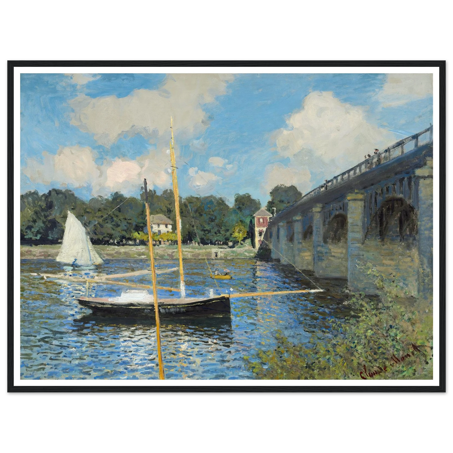 The Bridge at Argenteuil (1874) Art Print | Claude Monet - Framed Poster - 30x40 cm / 12x16″ - Black frame