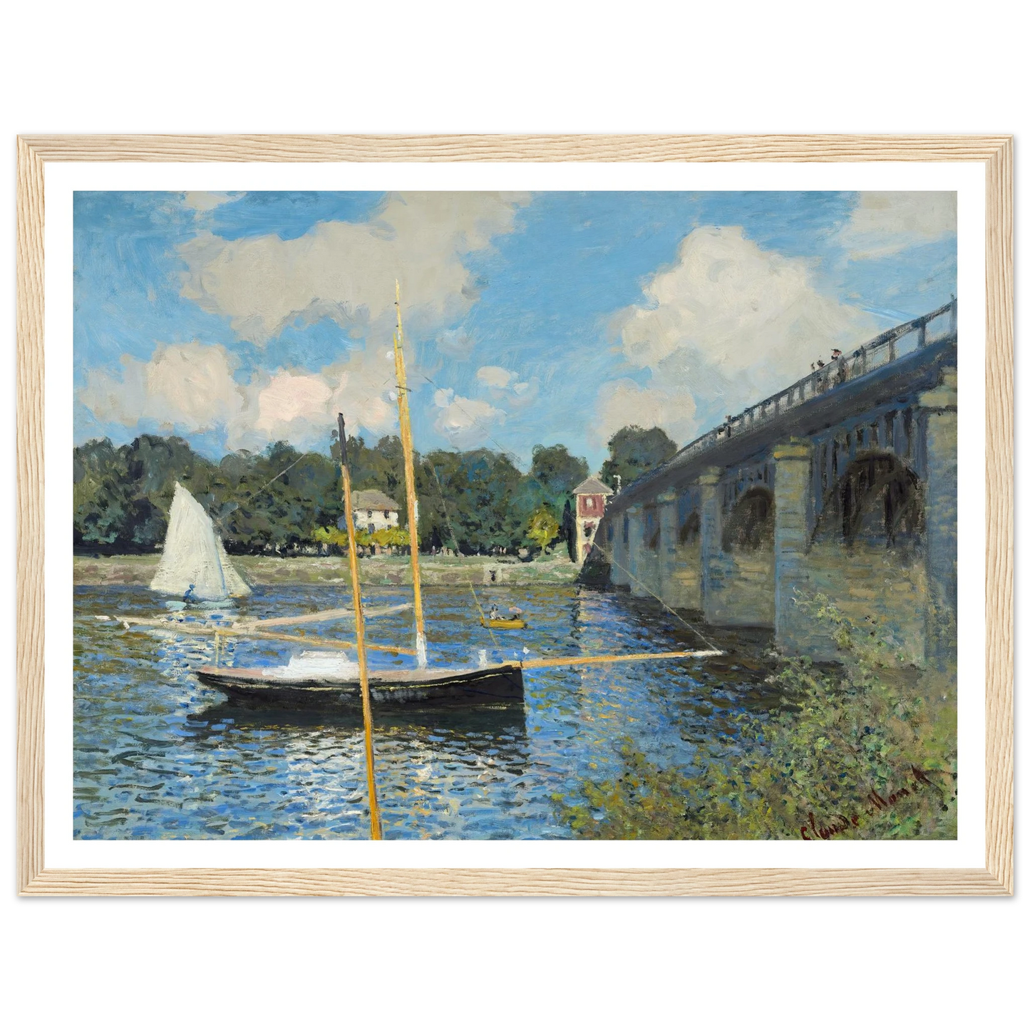 The Bridge at Argenteuil (1874) Art Print | Claude Monet - Framed Poster - 30x40 cm / 12x16″ - Black frame