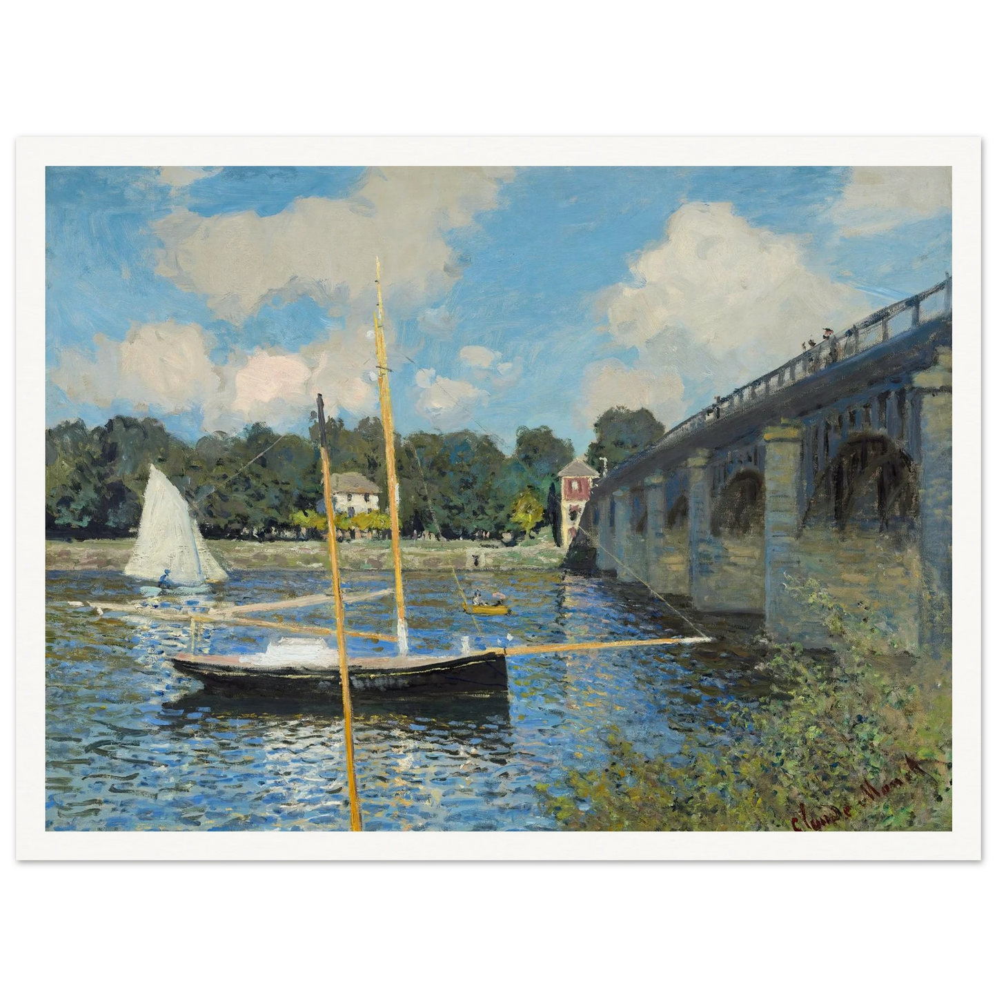 The Bridge at Argenteuil (1874) Art Print | Claude Monet - Framed Poster - 30x40 cm / 12x16″ - Black frame