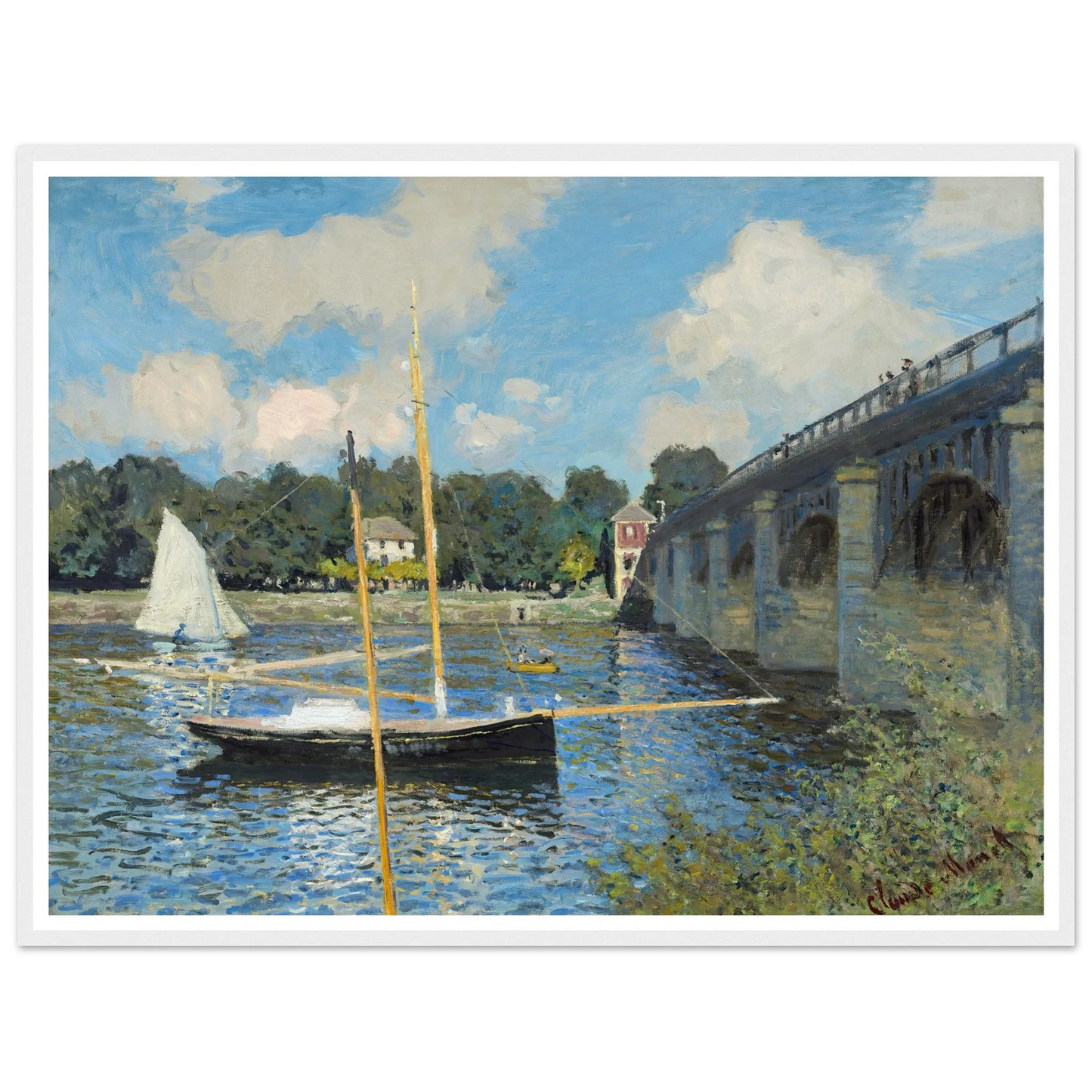 The Bridge at Argenteuil (1874) Art Print | Claude Monet - Framed Poster - 30x40 cm / 12x16″ - Black frame