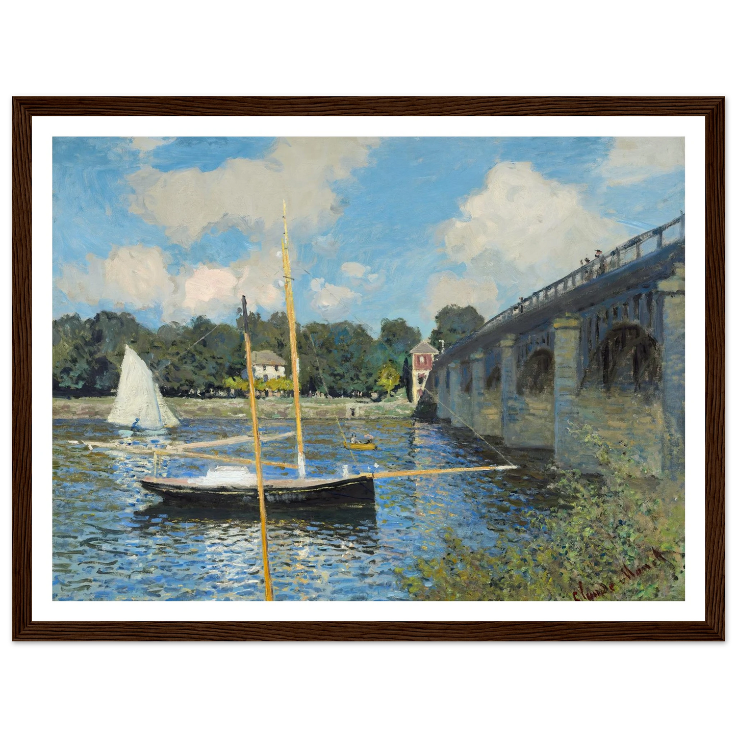 The Bridge at Argenteuil (1874) Art Print | Claude Monet - Framed Poster - 30x40 cm / 12x16″ - Black frame