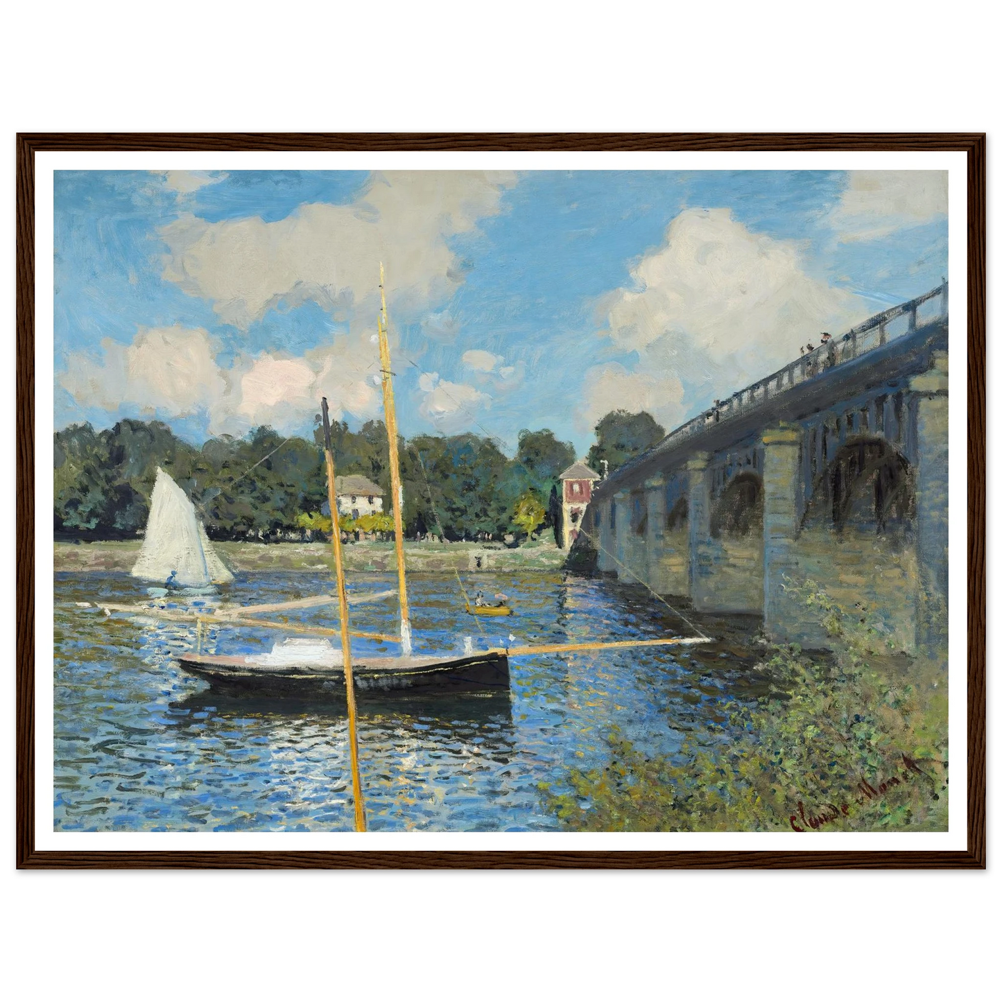 The Bridge at Argenteuil (1874) Art Print | Claude Monet - Framed Poster - 30x40 cm / 12x16″ - Black frame