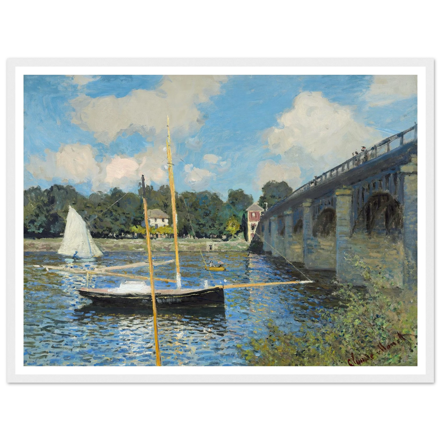 The Bridge at Argenteuil (1874) Art Print | Claude Monet - Framed Poster - 30x40 cm / 12x16″ - Black frame