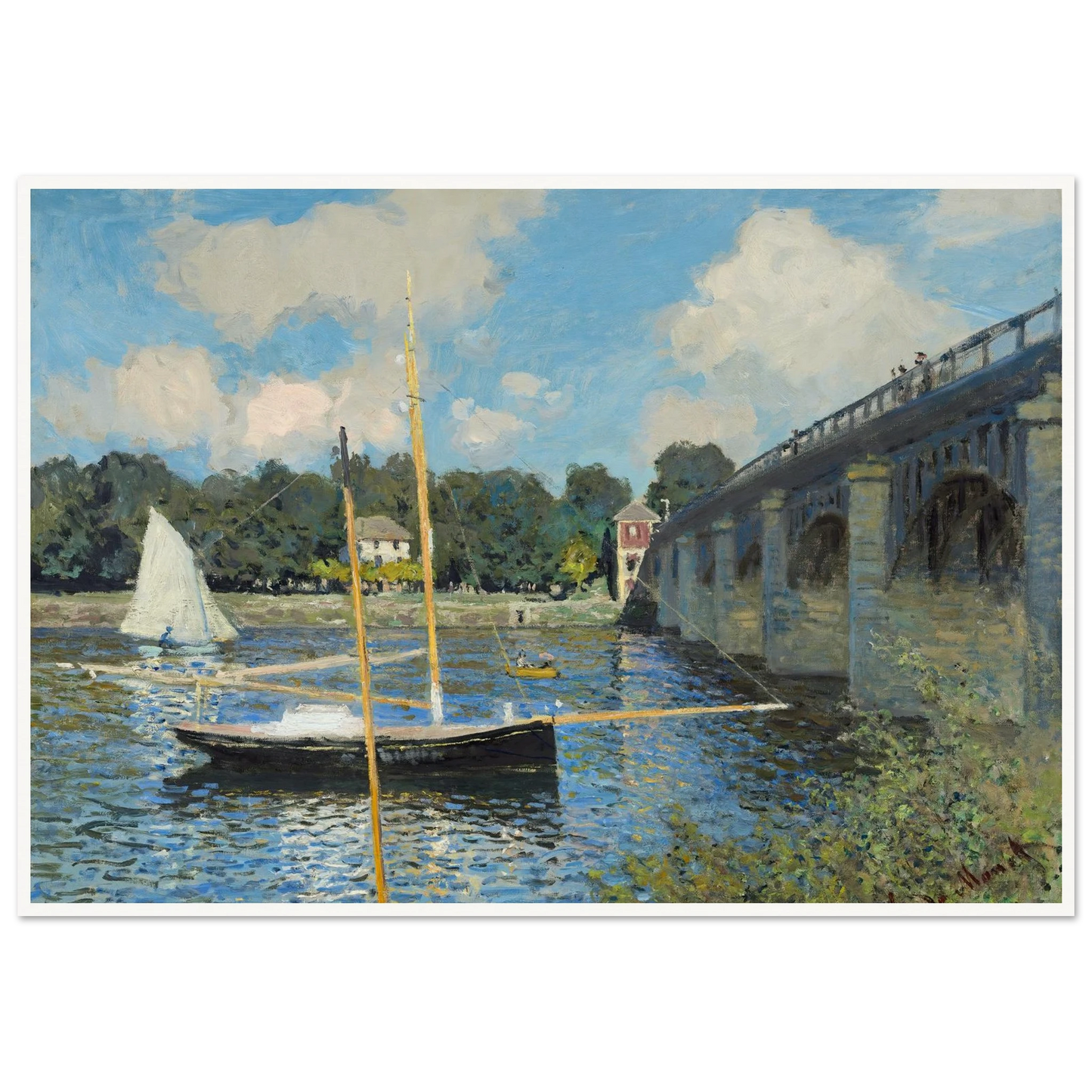The Bridge at Argenteuil (1874) Art Print | Claude Monet - Framed Poster - 30x40 cm / 12x16″ - Black frame