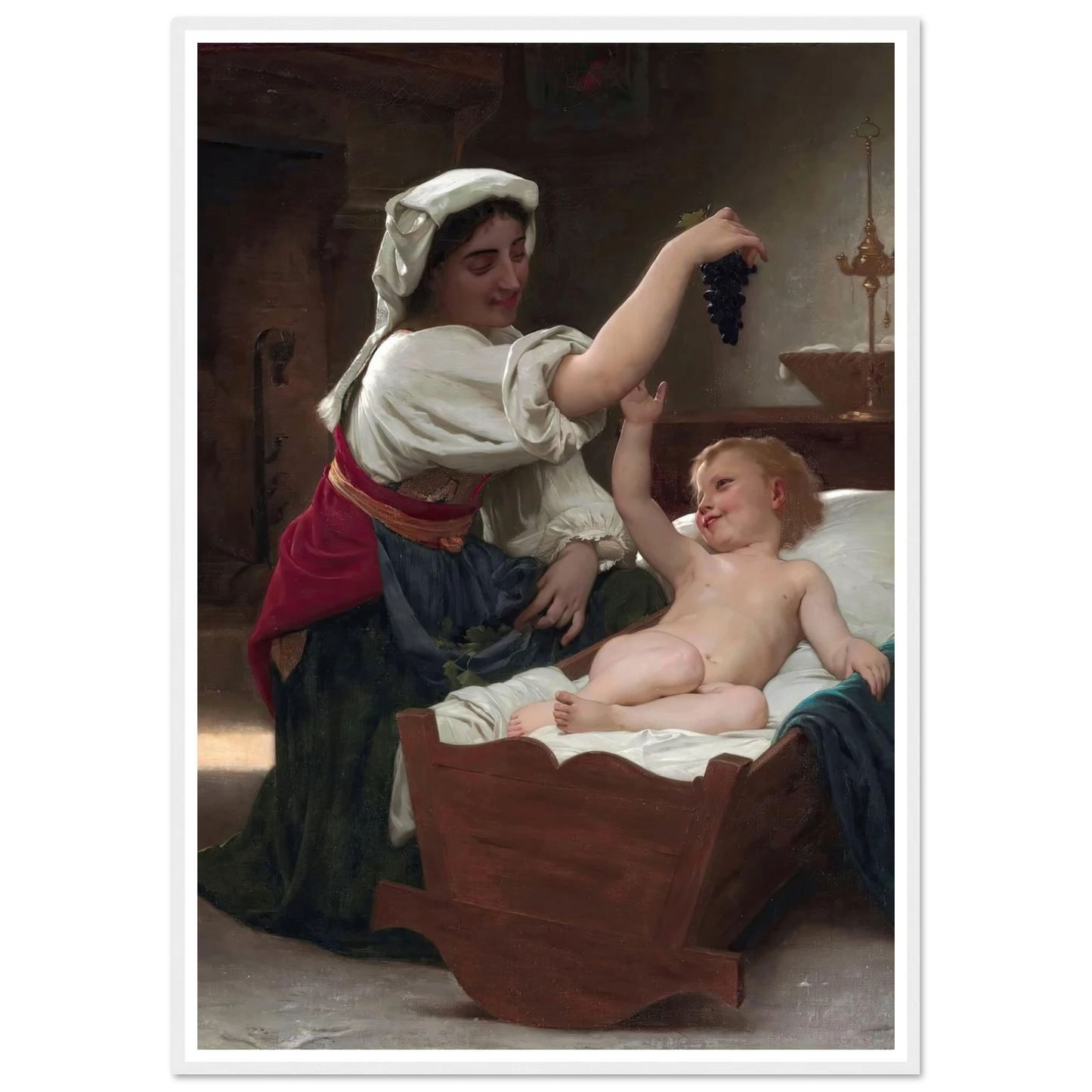 The Bunch Of Grape (1868) Art Print | William Bouguereau - Framed Poster - 30x40 cm / 12x16″ - Black frame