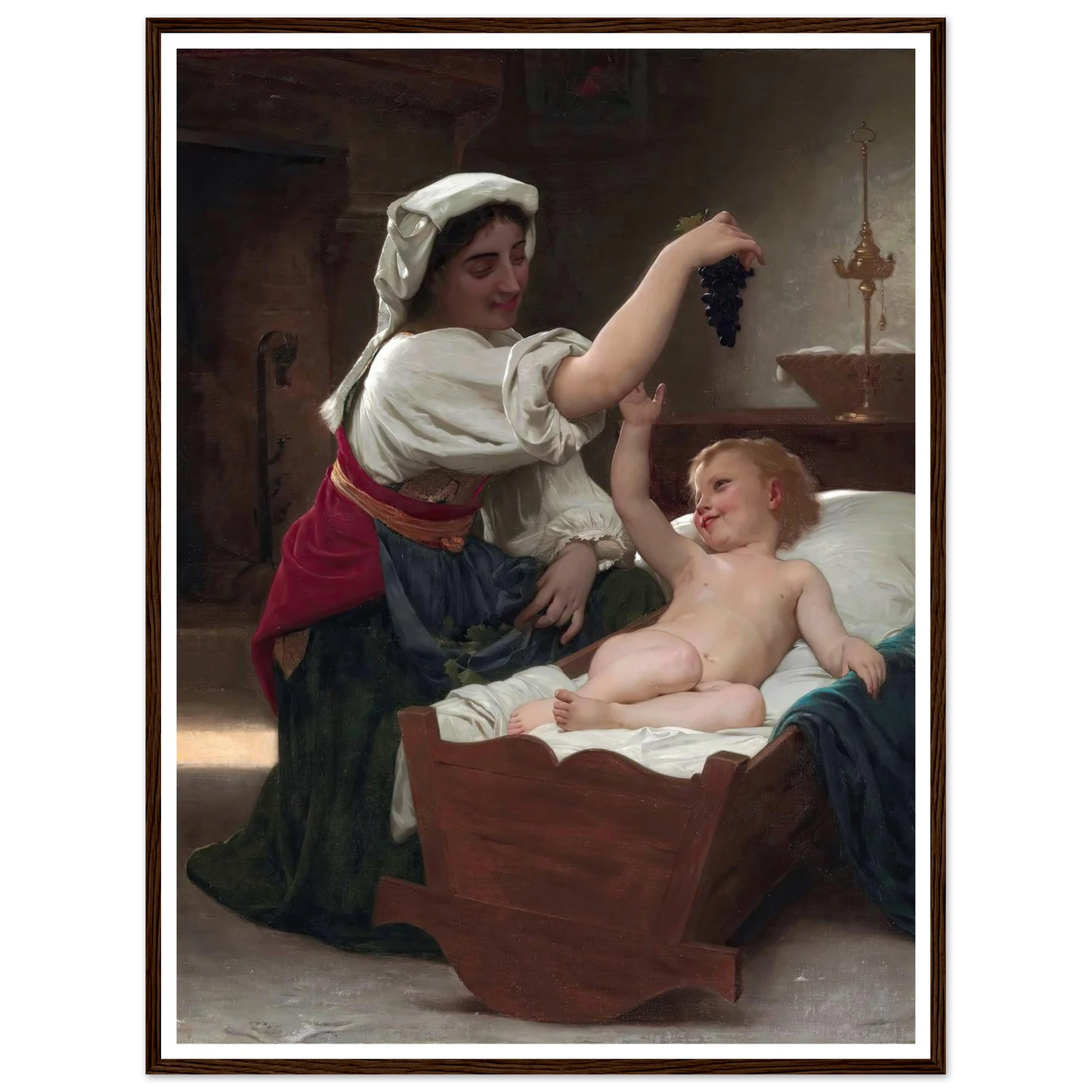 The Bunch Of Grape (1868) Art Print | William Bouguereau - Framed Poster - 30x40 cm / 12x16″ - Black frame