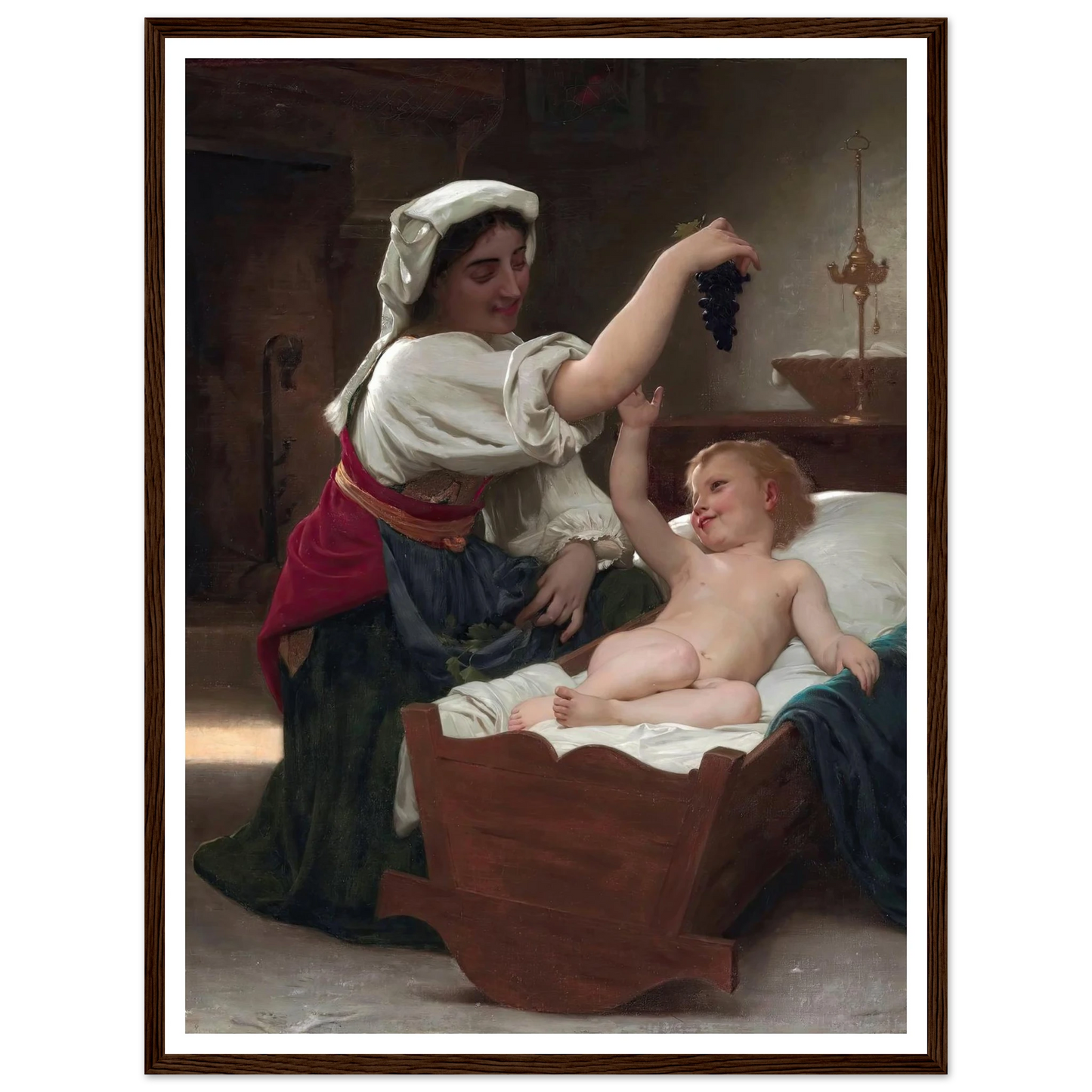 The Bunch Of Grape (1868) Art Print | William Bouguereau - Framed Poster - 30x40 cm / 12x16″ - Black frame