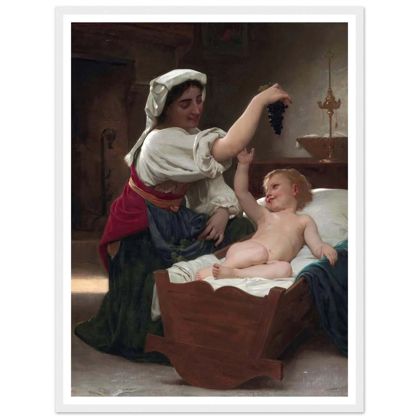 The Bunch Of Grape (1868) Art Print | William Bouguereau - Framed Poster - 30x40 cm / 12x16″ - Black frame