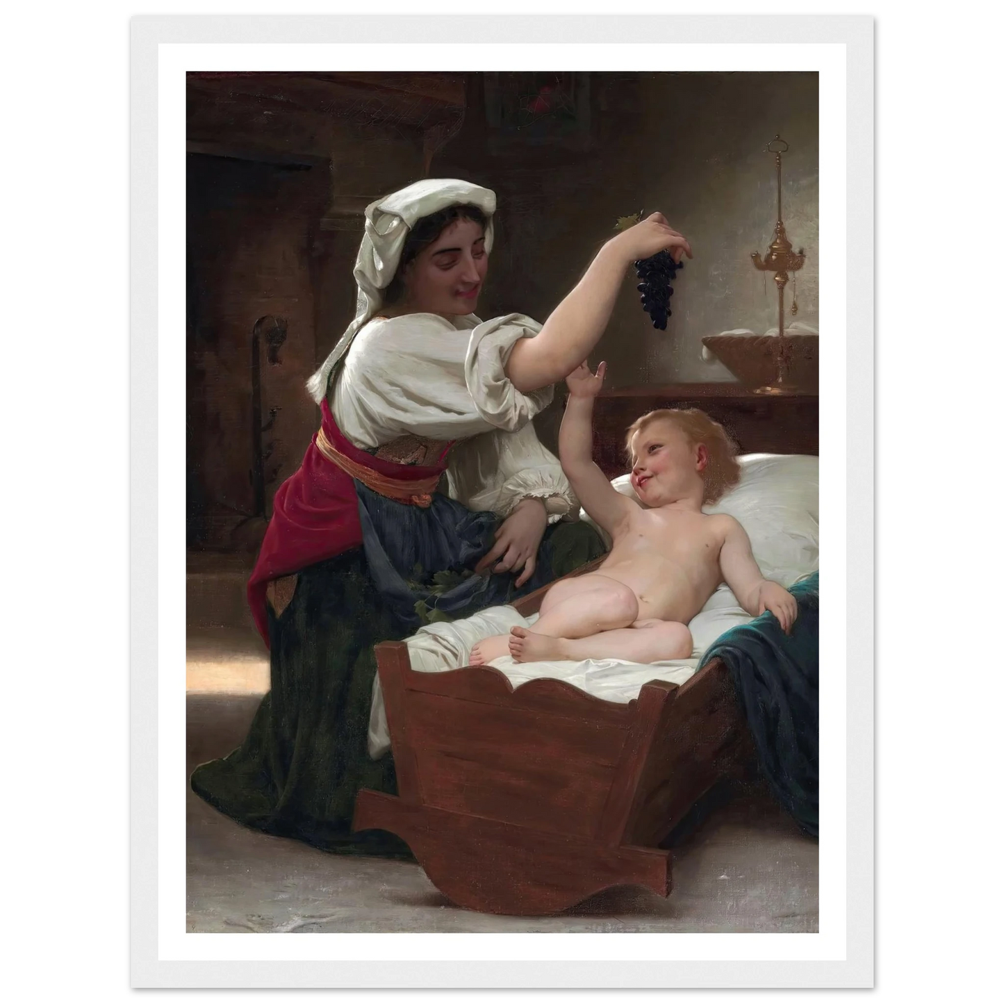 The Bunch Of Grape (1868) Art Print | William Bouguereau - Framed Poster - 30x40 cm / 12x16″ - Black frame