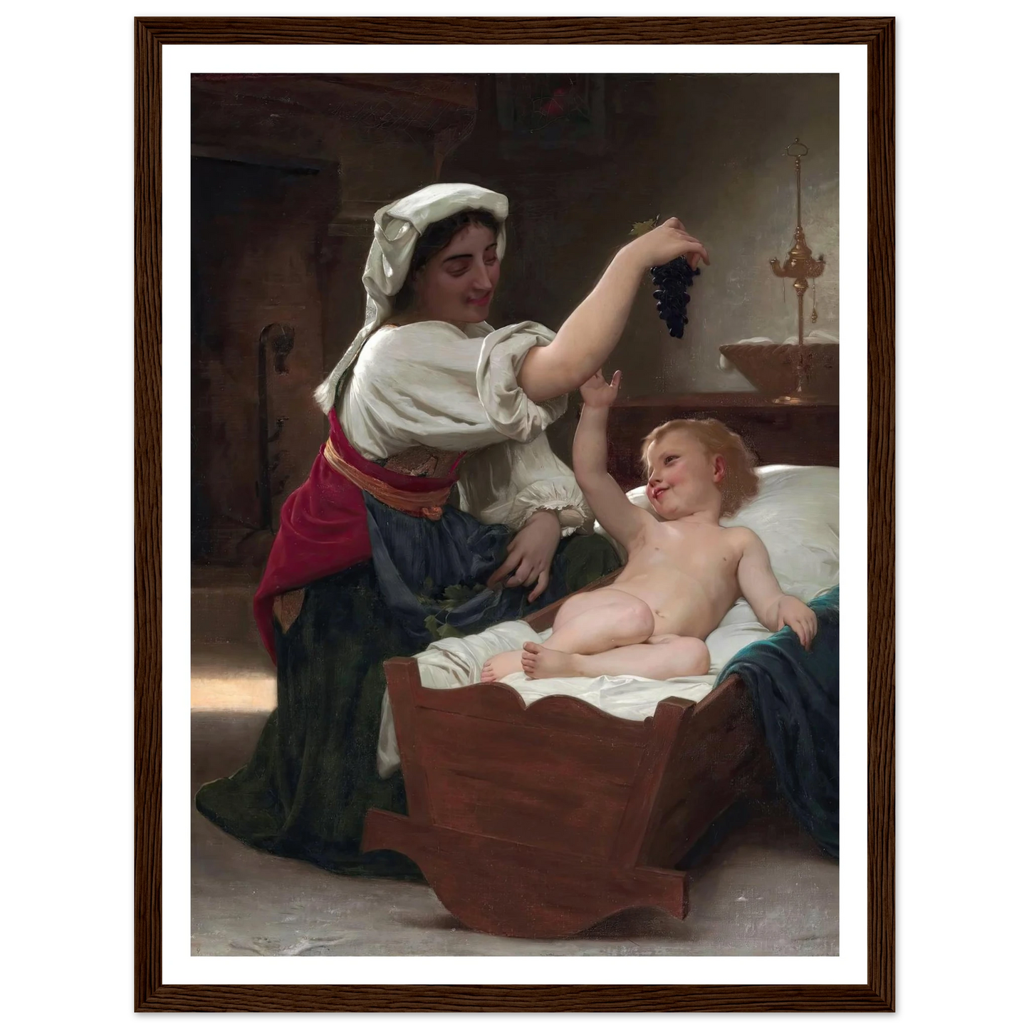The Bunch Of Grape (1868) Art Print | William Bouguereau - Framed Poster - 30x40 cm / 12x16″ - Black frame