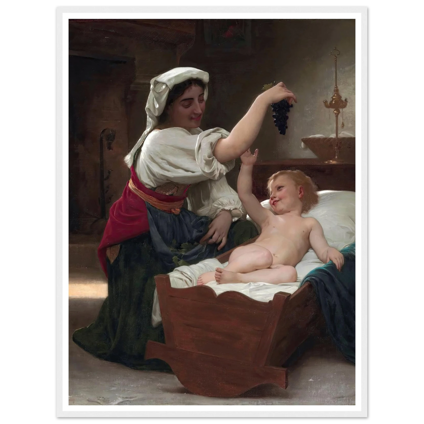 The Bunch Of Grape (1868) Art Print | William Bouguereau - Framed Poster - 30x40 cm / 12x16″ - Black frame