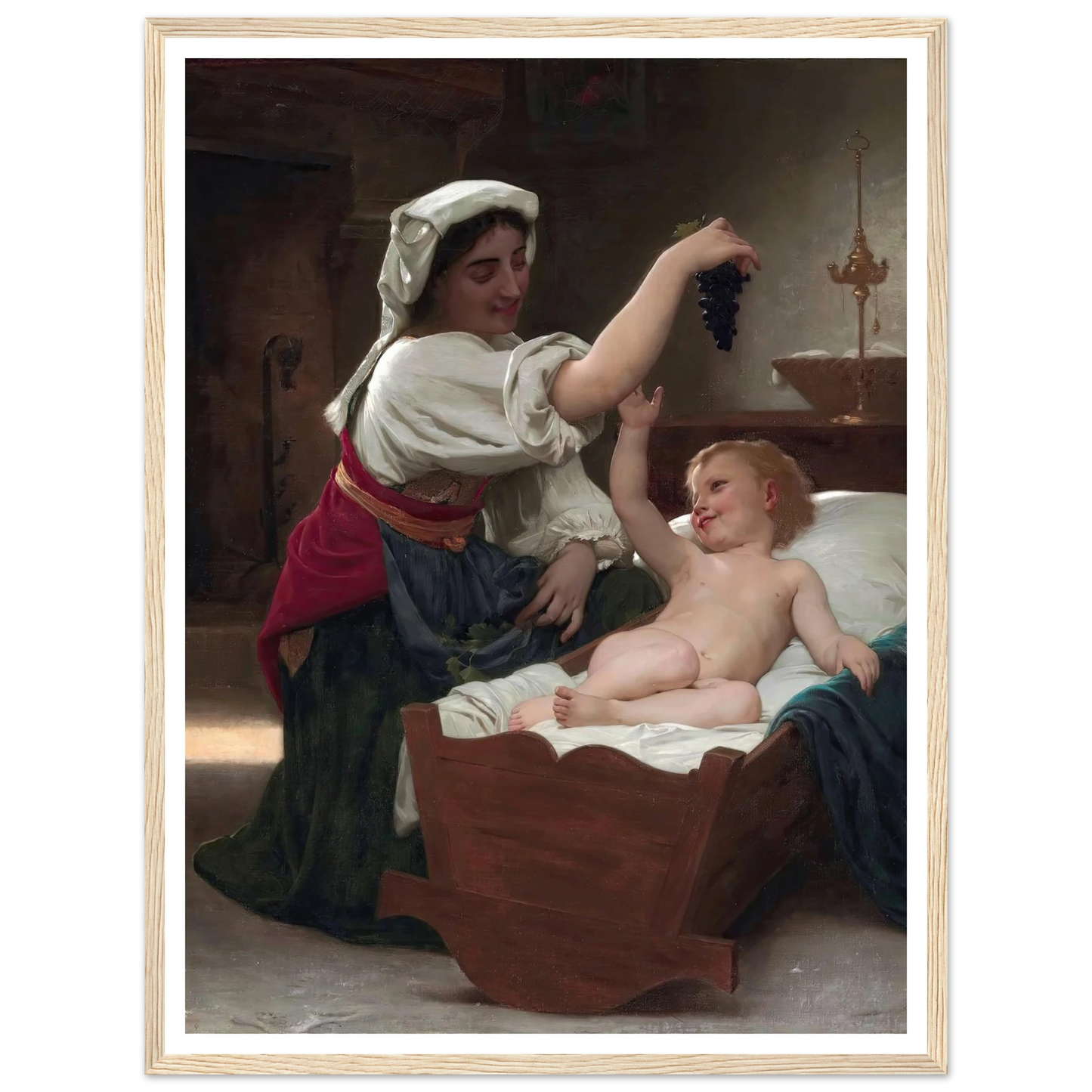 The Bunch Of Grape (1868) Art Print | William Bouguereau - Framed Poster - 30x40 cm / 12x16″ - Black frame