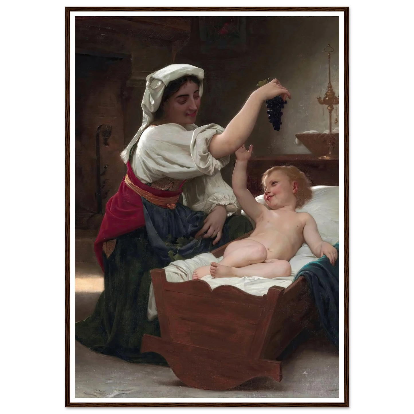 The Bunch Of Grape (1868) Art Print | William Bouguereau - Framed Poster - 30x40 cm / 12x16″ - Black frame
