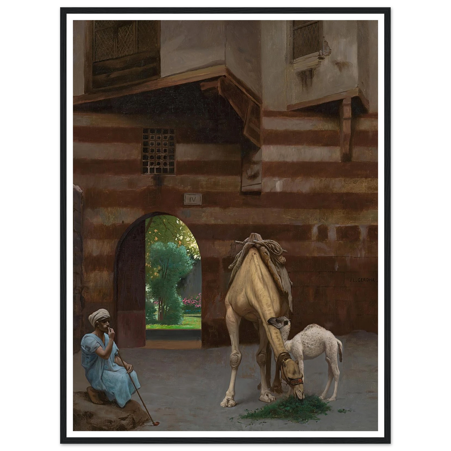 The Camel Driver Art Print | Jean Leon Gerome - Framed Poster - 30x40 cm / 12x16″ - Black frame