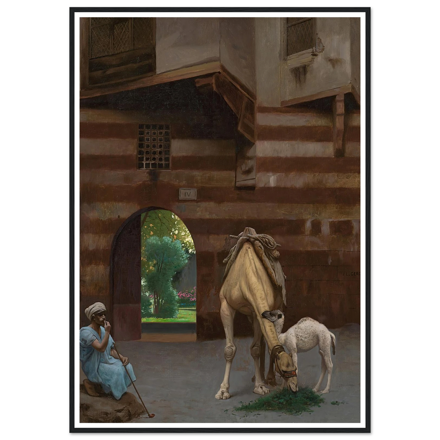 The Camel Driver Art Print | Jean Leon Gerome - Framed Poster - 30x40 cm / 12x16″ - Black frame