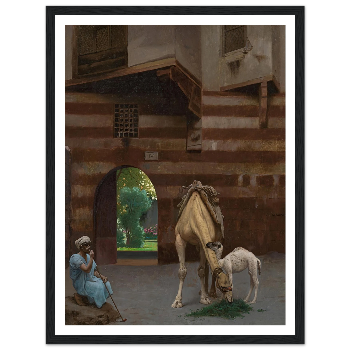 The Camel Driver Art Print | Jean Leon Gerome - Framed Poster - 30x40 cm / 12x16″ - Black frame