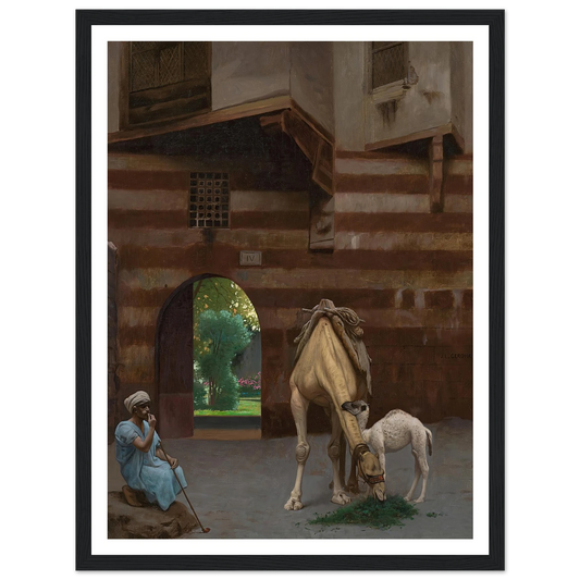 The Camel Driver Art Print | Jean Leon Gerome - Framed Poster - 30x40 cm / 12x16″ - Black frame