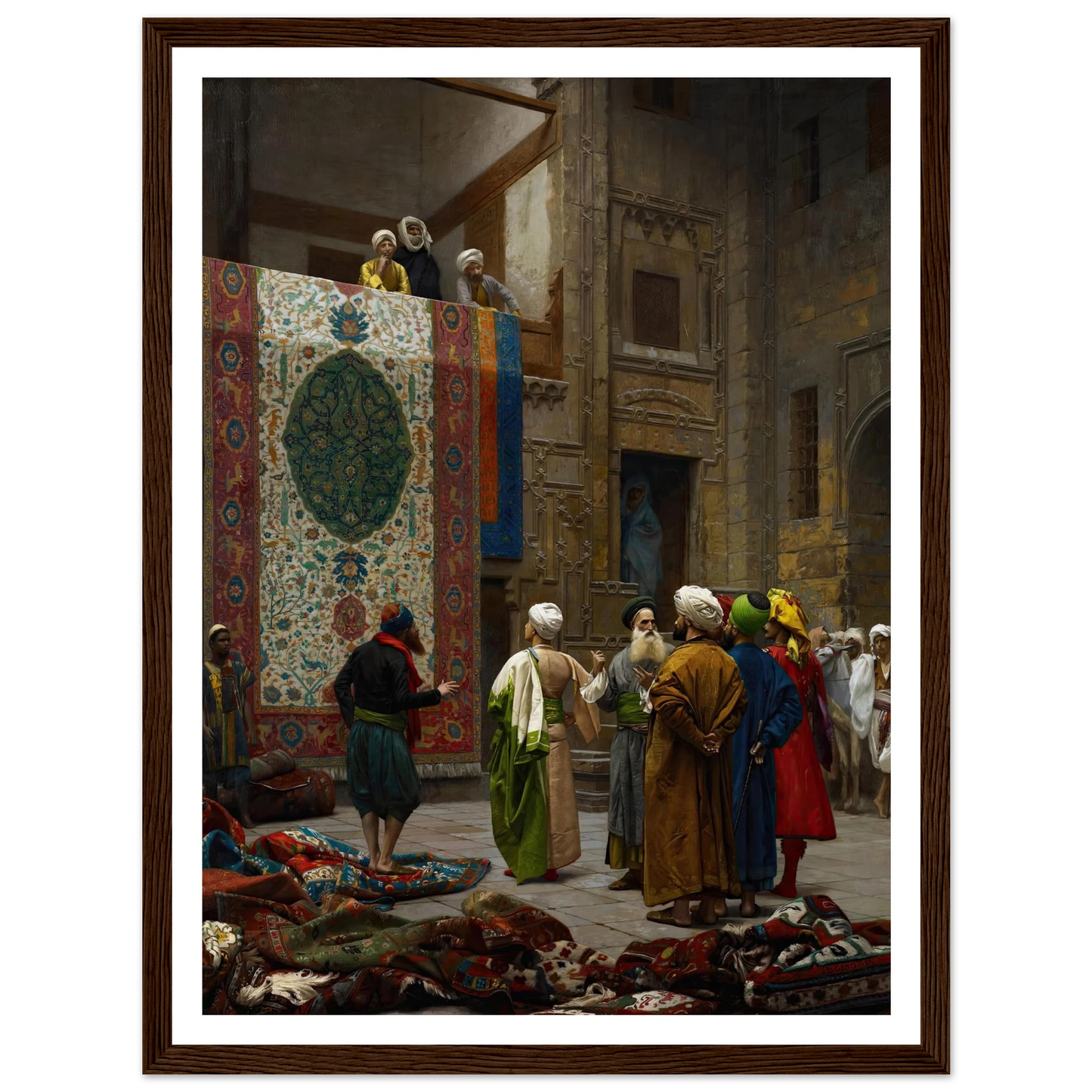 The Carpet Merchant (circa 1887) Art Print | Jean Leon Gerome - Framed Poster - 30x40 cm / 12x16″ - Black frame