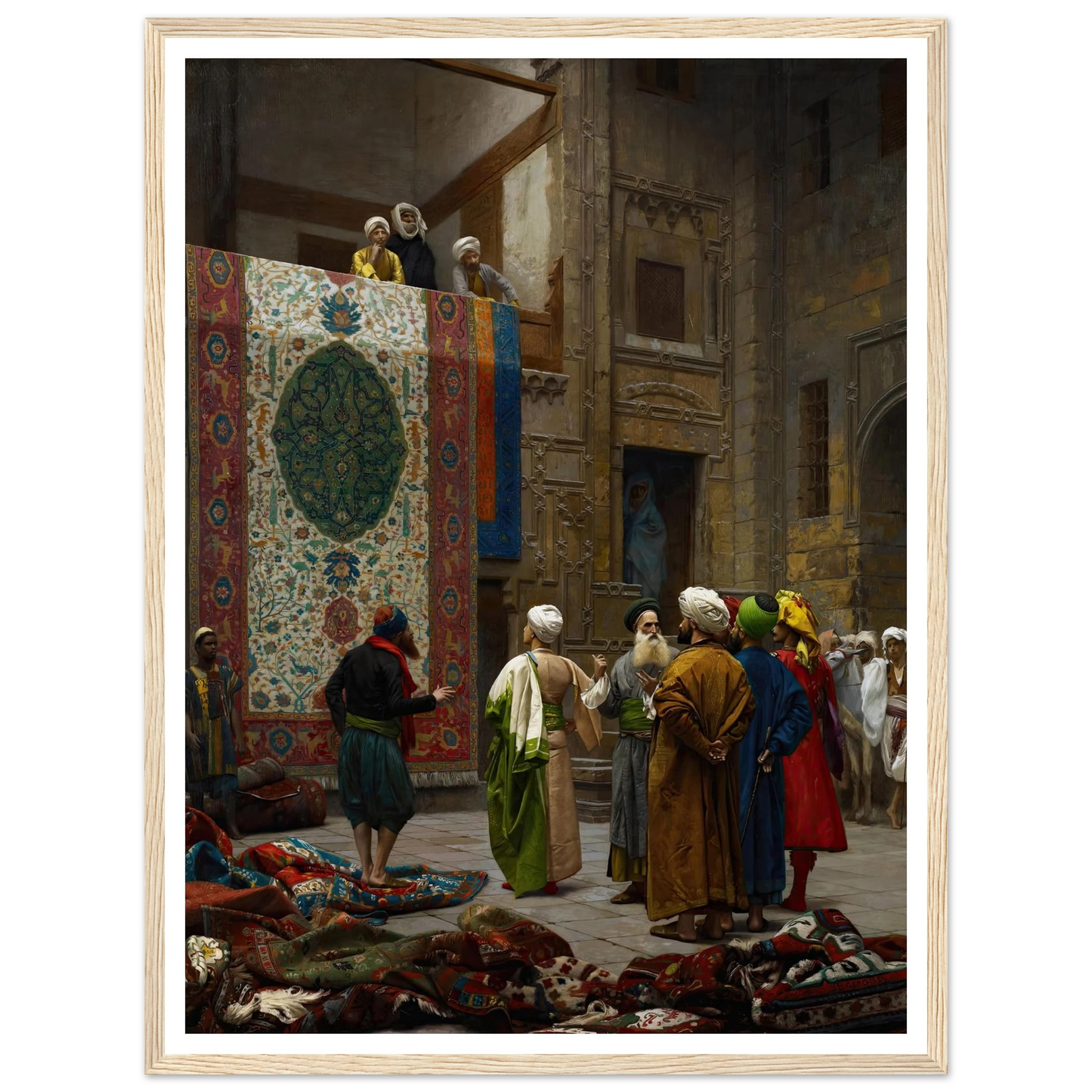 The Carpet Merchant (circa 1887) Art Print | Jean Leon Gerome - Framed Poster - 30x40 cm / 12x16″ - Black frame