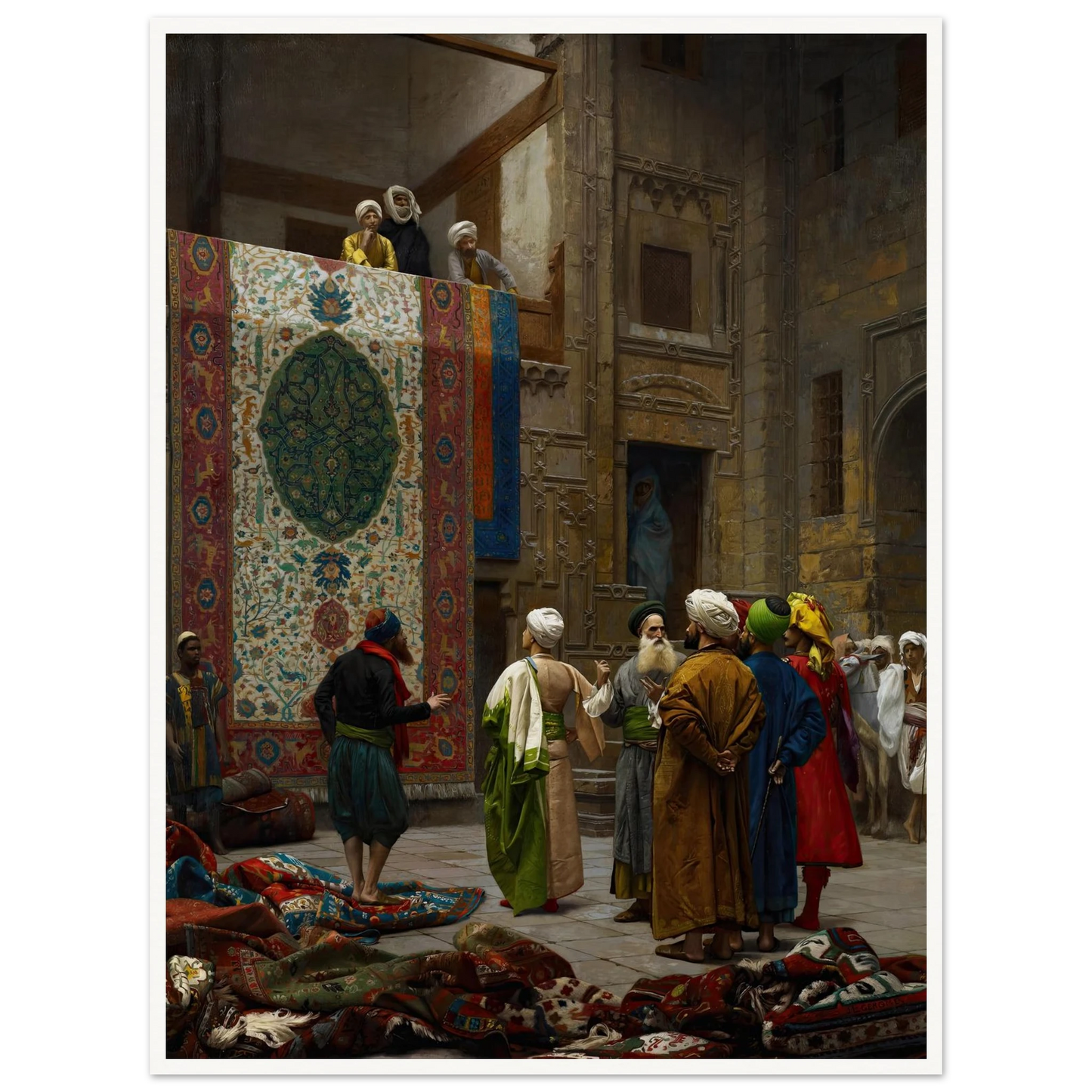 The Carpet Merchant (circa 1887) Art Print | Jean Leon Gerome - Framed Poster - 30x40 cm / 12x16″ - Black frame