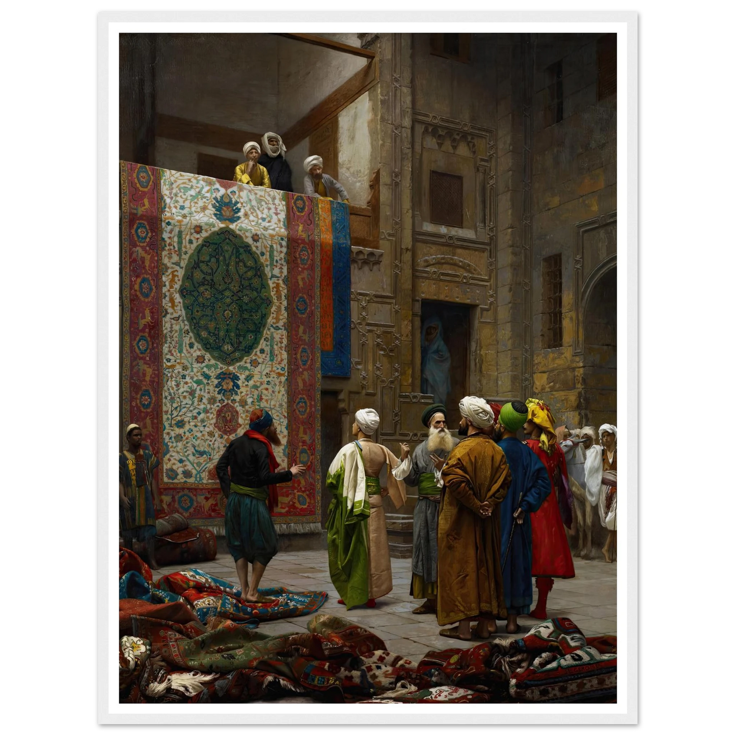 The Carpet Merchant (circa 1887) Art Print | Jean Leon Gerome - Framed Poster - 30x40 cm / 12x16″ - Black frame