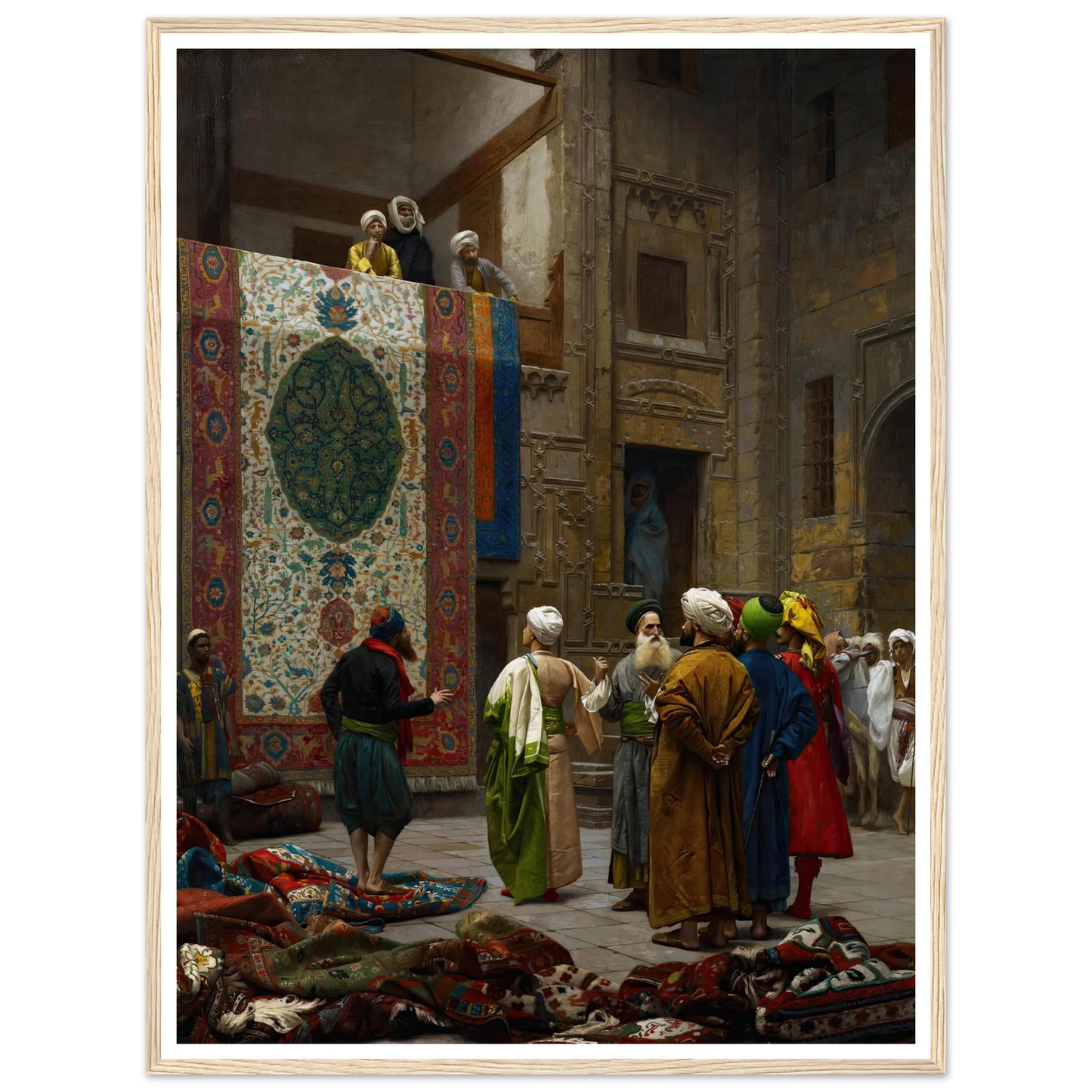 The Carpet Merchant (circa 1887) Art Print | Jean Leon Gerome - Framed Poster - 30x40 cm / 12x16″ - Black frame