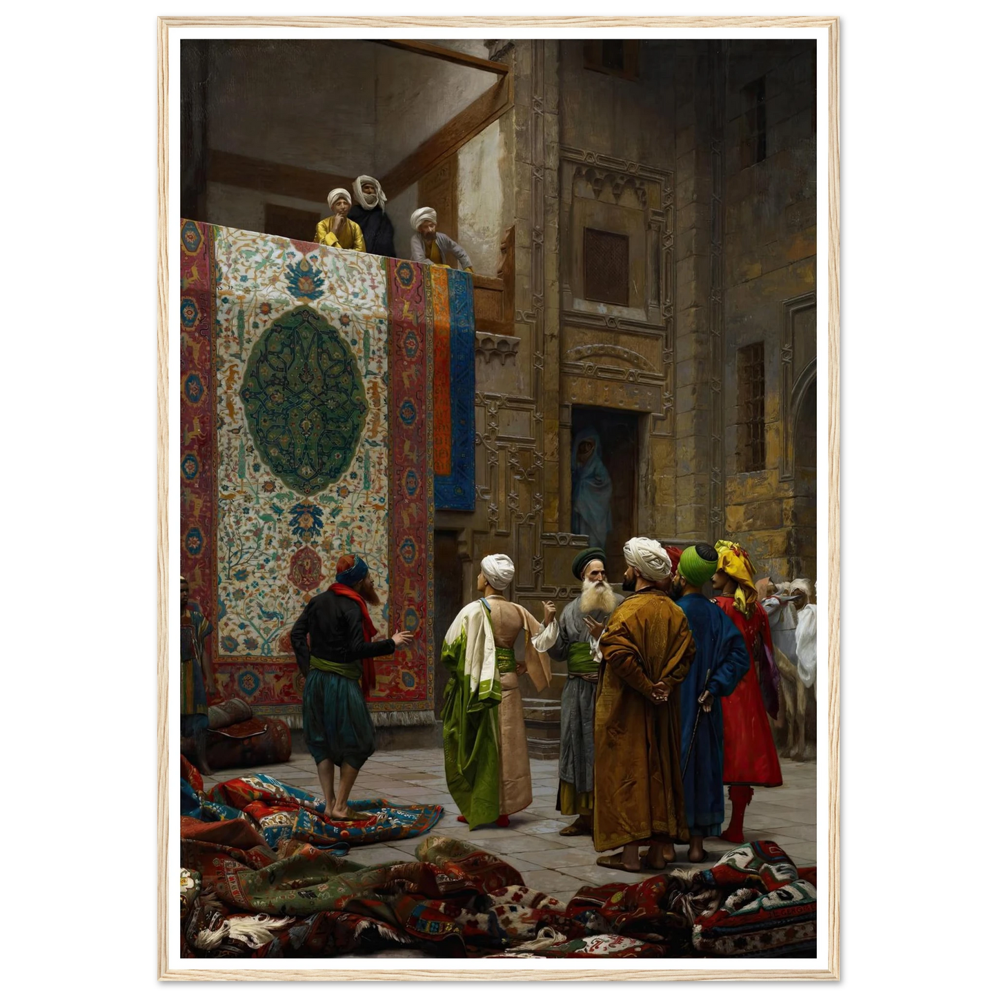 The Carpet Merchant (circa 1887) Art Print | Jean Leon Gerome - Framed Poster - 30x40 cm / 12x16″ - Black frame