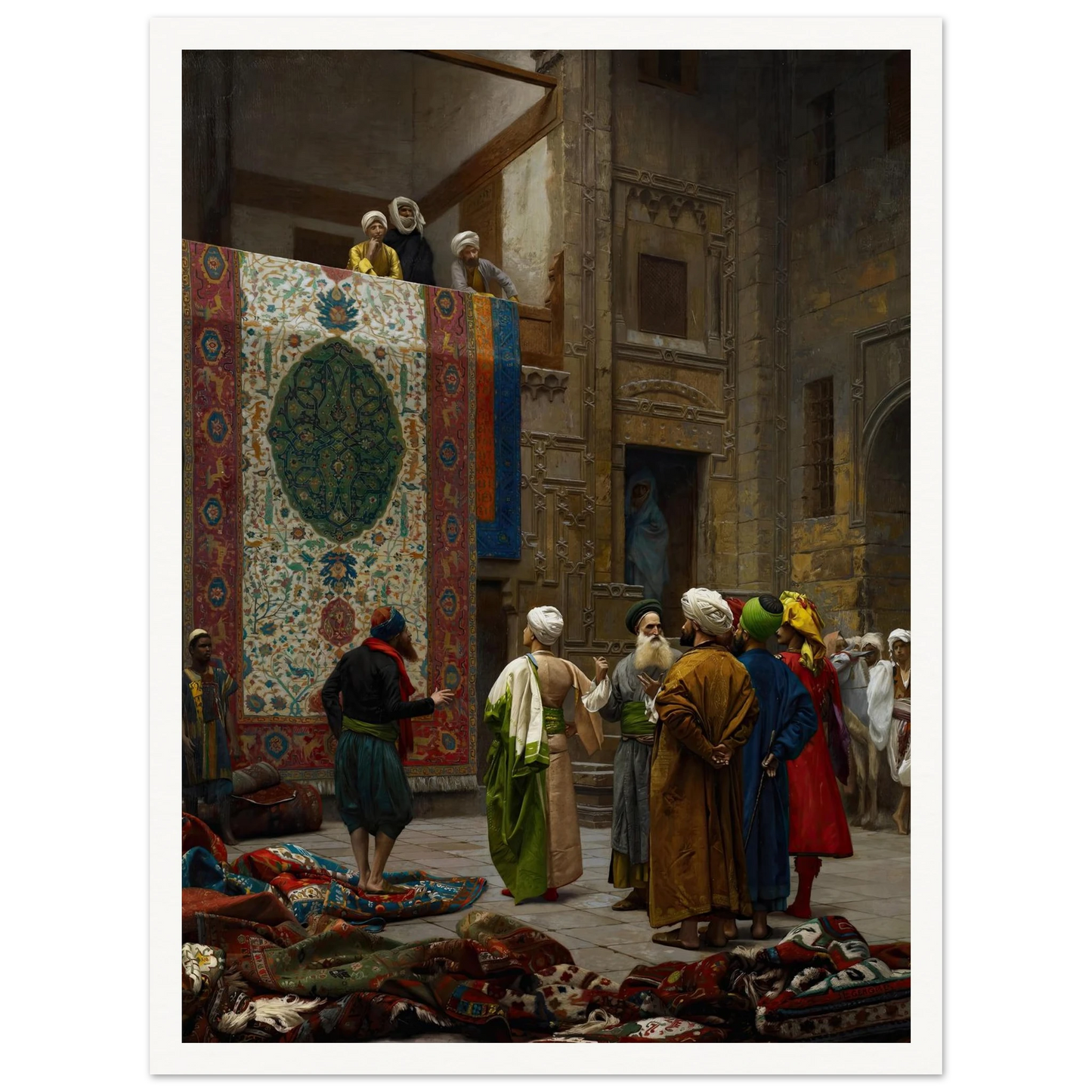 The Carpet Merchant (circa 1887) Art Print | Jean Leon Gerome - Framed Poster - 30x40 cm / 12x16″ - Black frame
