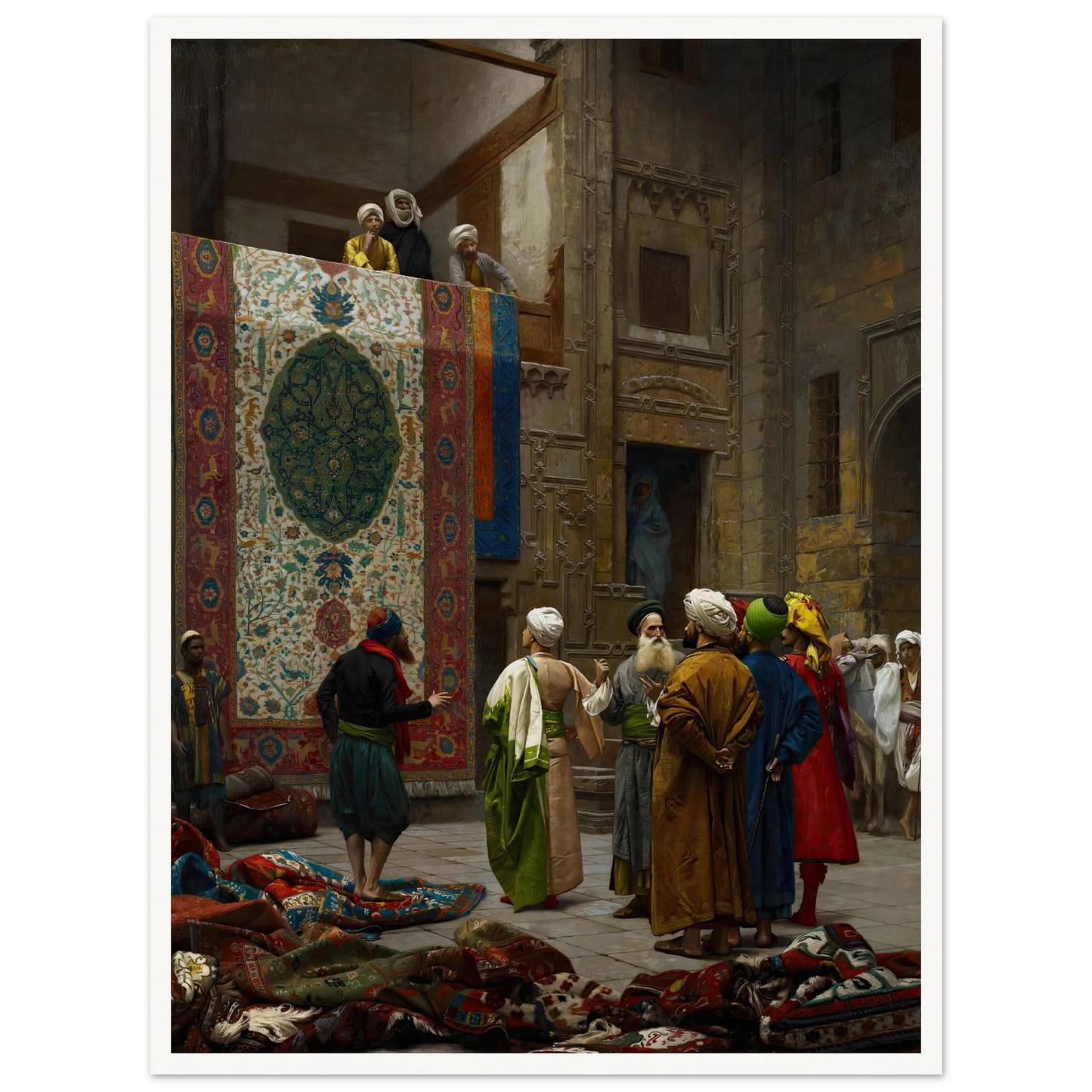The Carpet Merchant (circa 1887) Art Print | Jean Leon Gerome - Framed Poster - 30x40 cm / 12x16″ - Black frame