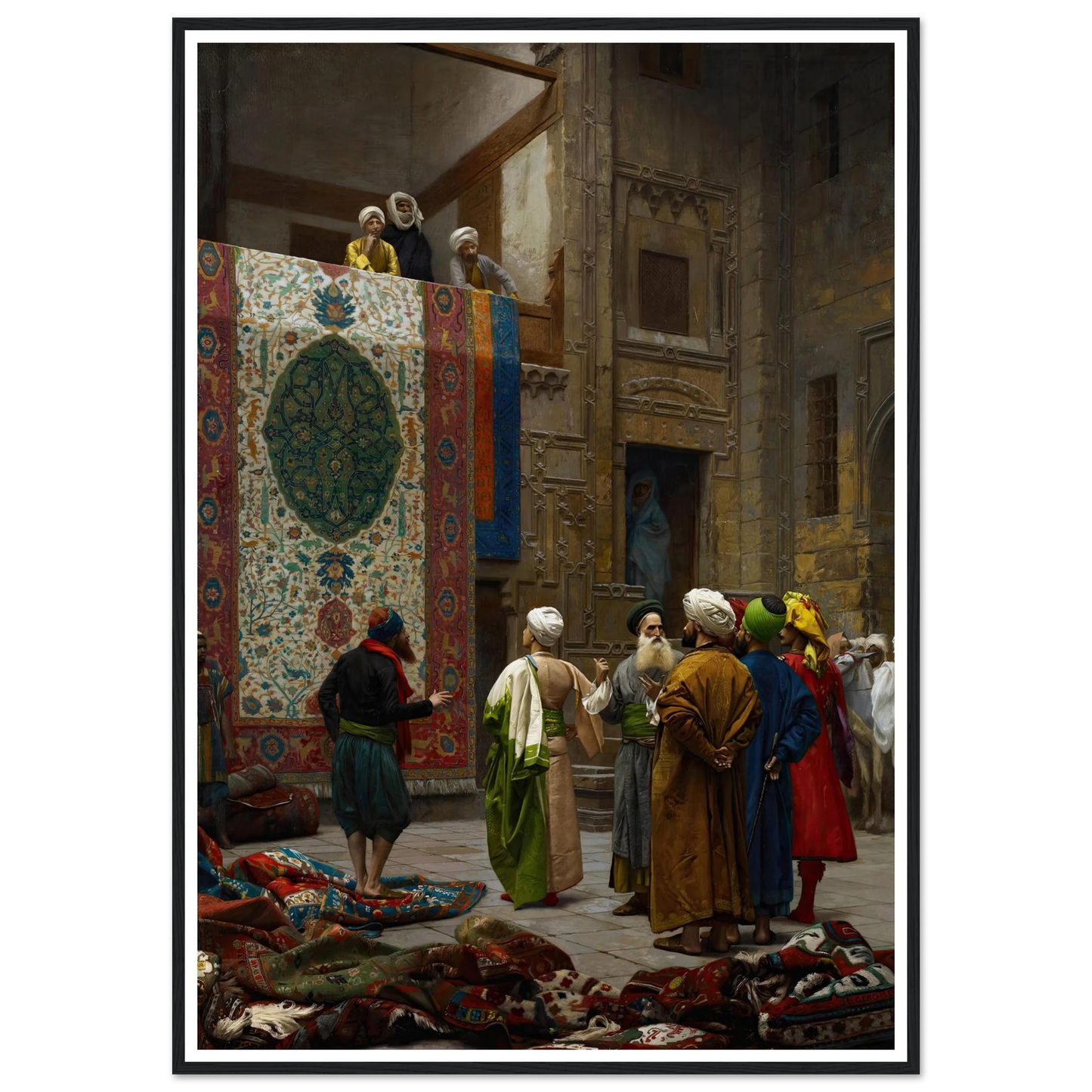 The Carpet Merchant (circa 1887) Art Print | Jean Leon Gerome - Framed Poster - 30x40 cm / 12x16″ - Black frame