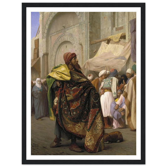 The Carpet Merchant Of Cairo (1869) Art Print | Jean Leon Gerome - Framed Poster - 30x40 cm / 12x16″ - Black frame