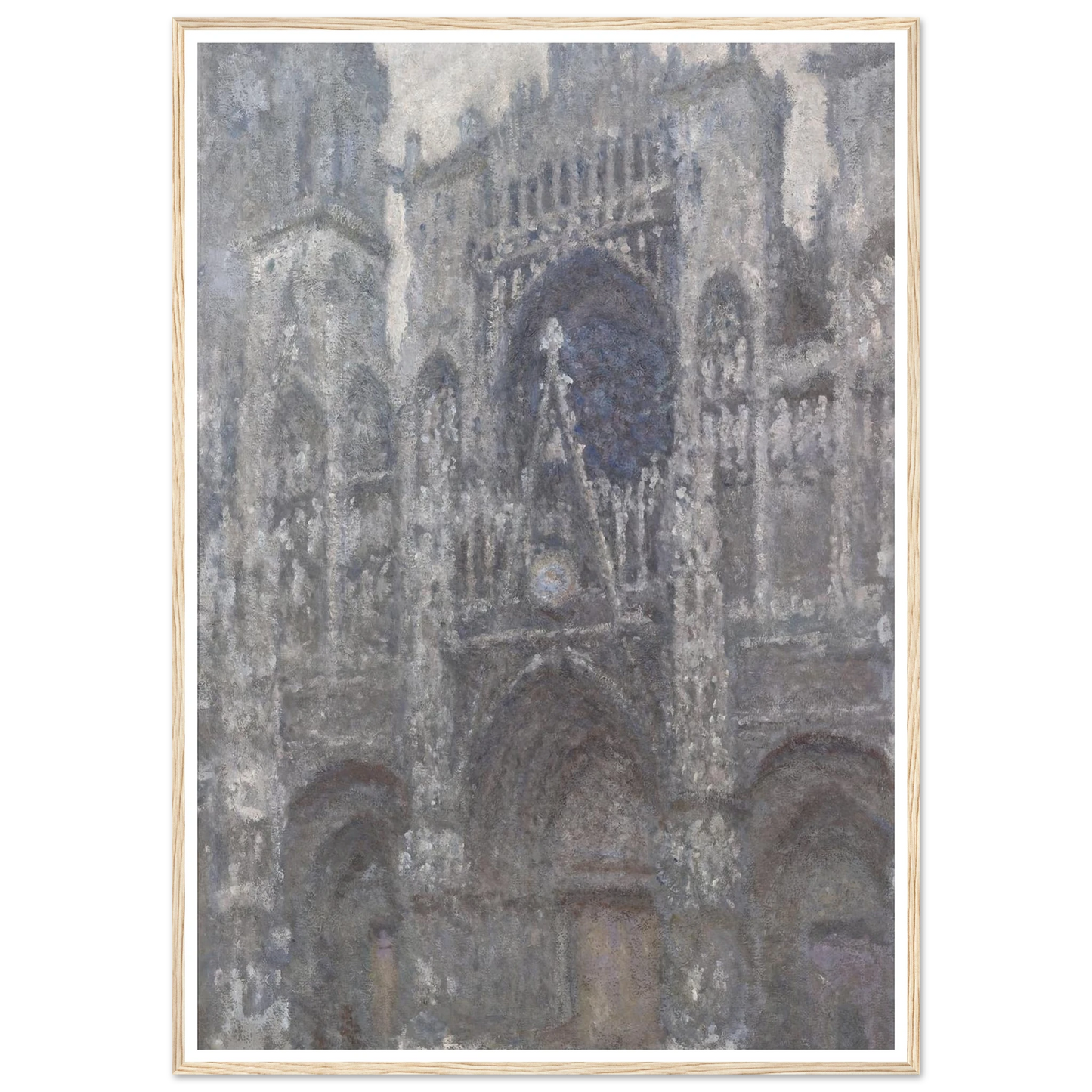 The Cathedral in Rouen. The portal, Grey Weather (1892) Art Print | Claude Monet - Framed Poster - 30x40 cm / 12x16″ - Black frame