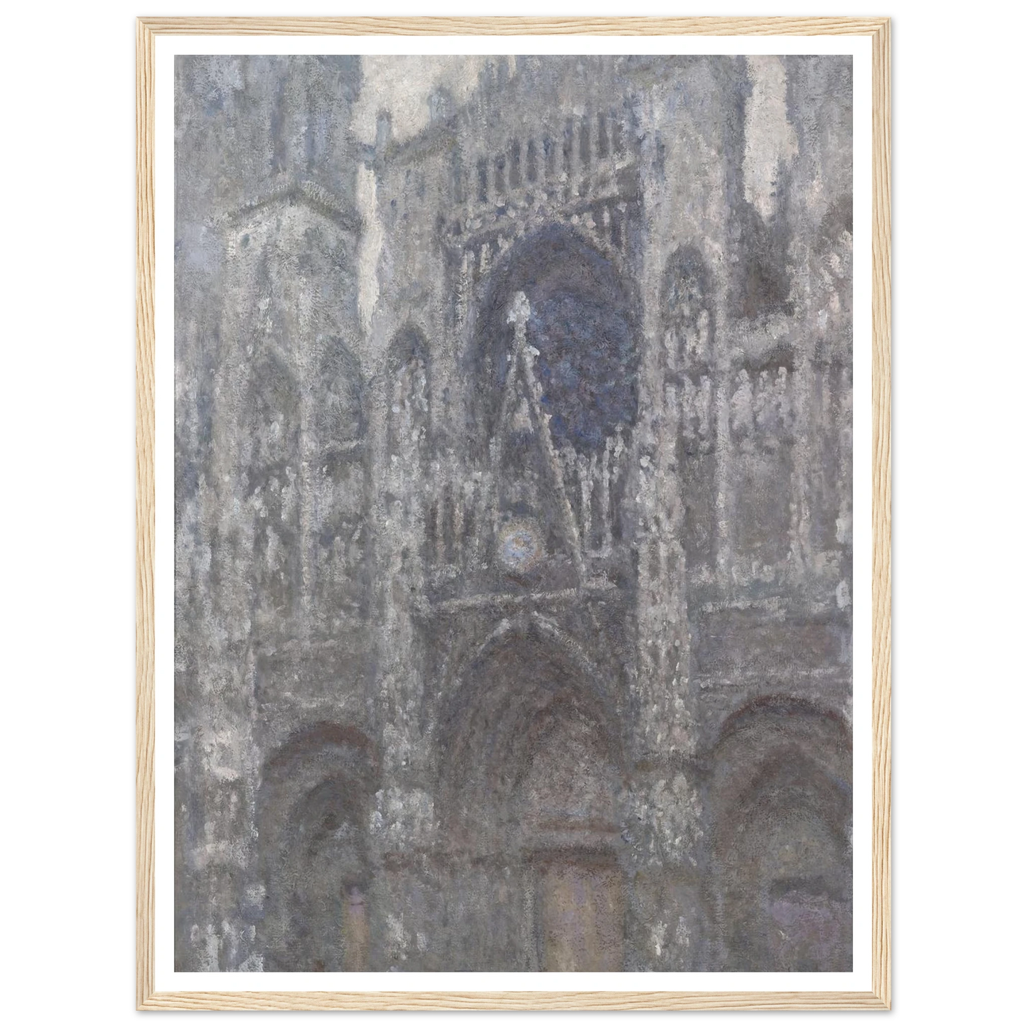 The Cathedral in Rouen. The portal, Grey Weather (1892) Art Print | Claude Monet - Framed Poster - 30x40 cm / 12x16″ - Black frame
