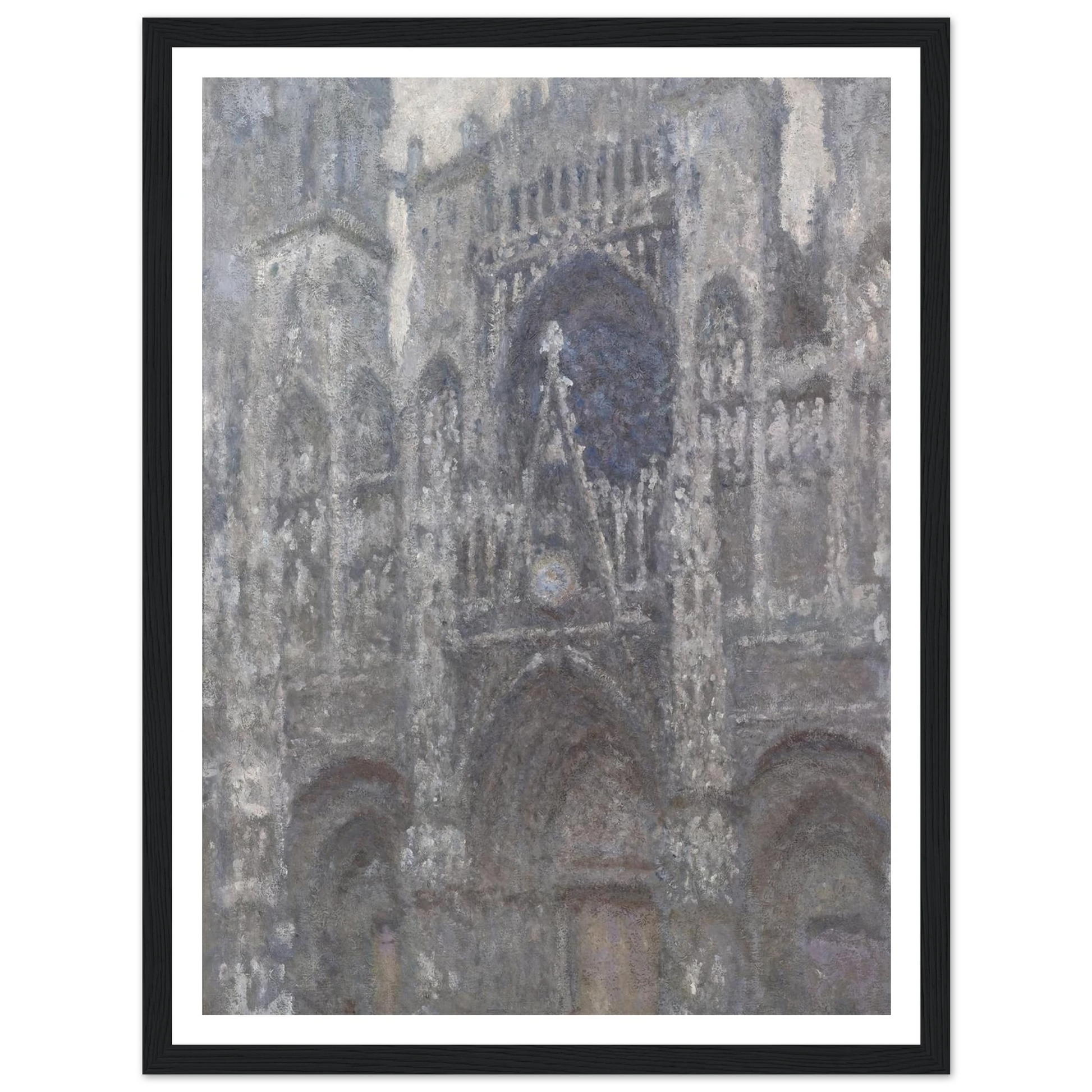 The Cathedral in Rouen. The portal, Grey Weather (1892) Art Print | Claude Monet - Framed Poster - 30x40 cm / 12x16″ - Black frame