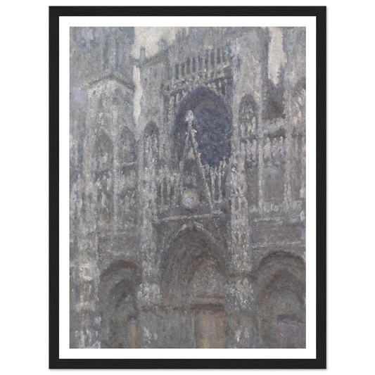 The Cathedral in Rouen. The portal, Grey Weather (1892) Art Print | Claude Monet - Framed Poster - 30x40 cm / 12x16″ - Black frame