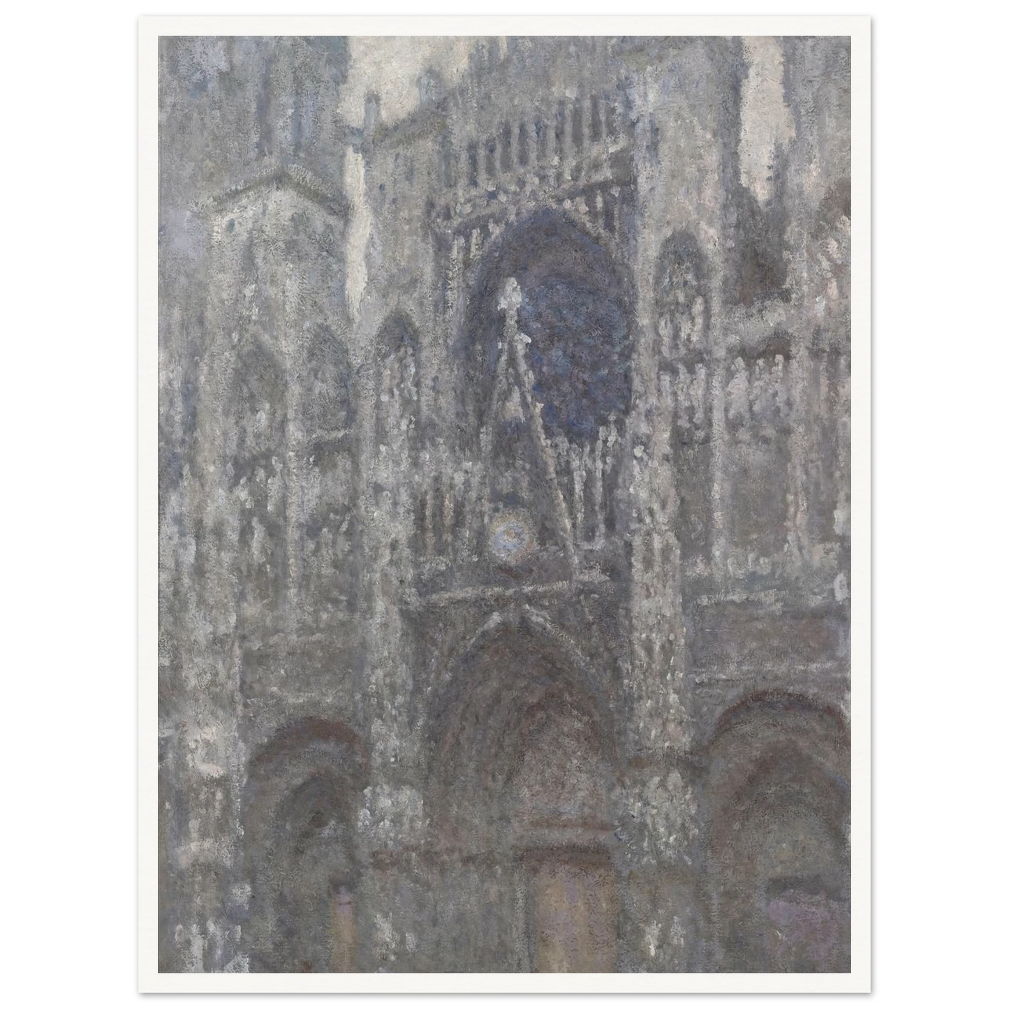 The Cathedral in Rouen. The portal, Grey Weather (1892) Art Print | Claude Monet - Framed Poster - 30x40 cm / 12x16″ - Black frame