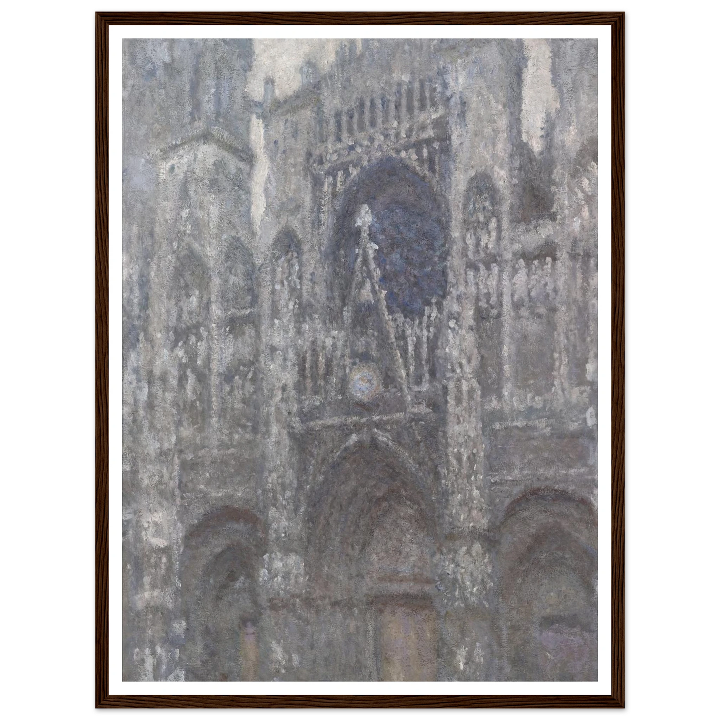 The Cathedral in Rouen. The portal, Grey Weather (1892) Art Print | Claude Monet - Framed Poster - 30x40 cm / 12x16″ - Black frame
