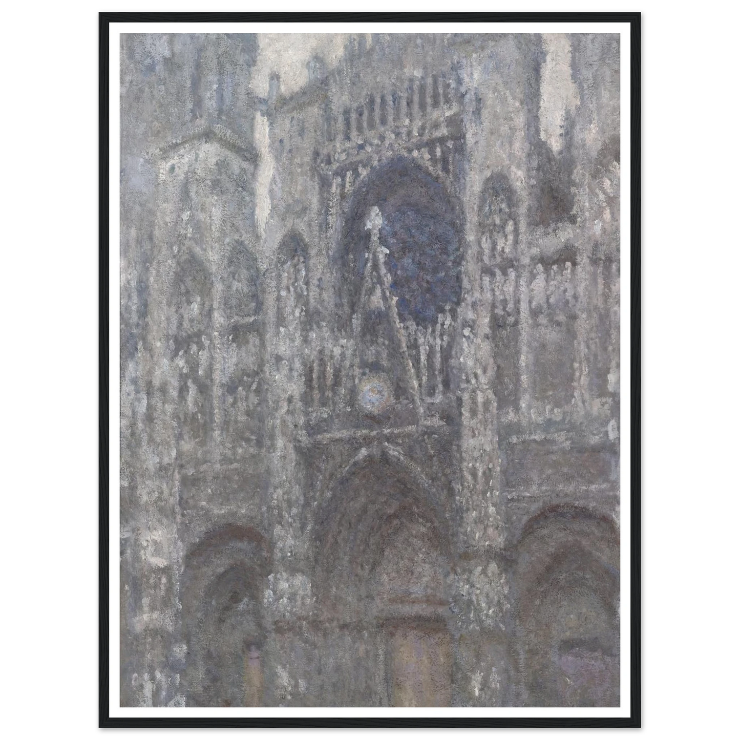 The Cathedral in Rouen. The portal, Grey Weather (1892) Art Print | Claude Monet - Framed Poster - 30x40 cm / 12x16″ - Black frame