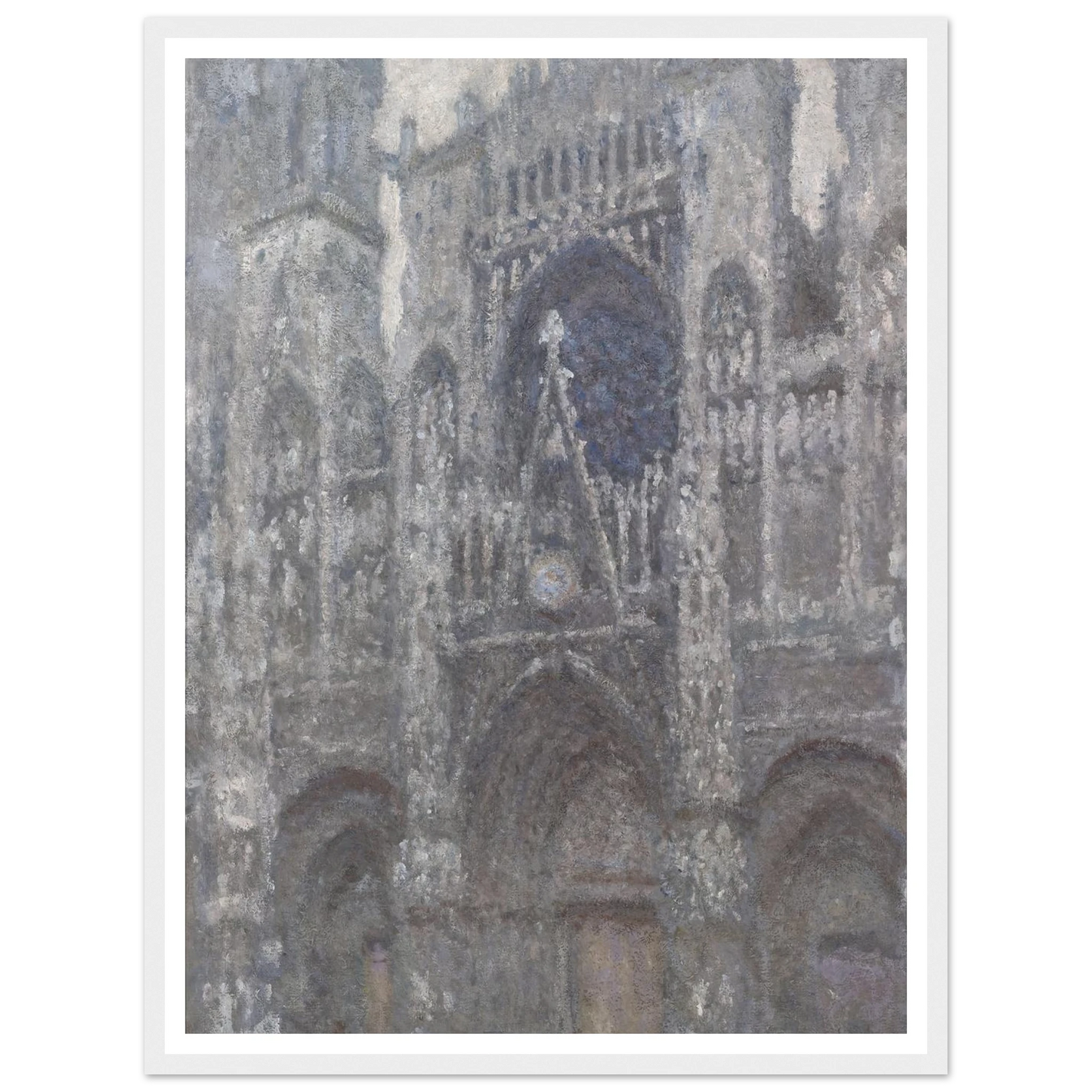 The Cathedral in Rouen. The portal, Grey Weather (1892) Art Print | Claude Monet - Framed Poster - 30x40 cm / 12x16″ - Black frame