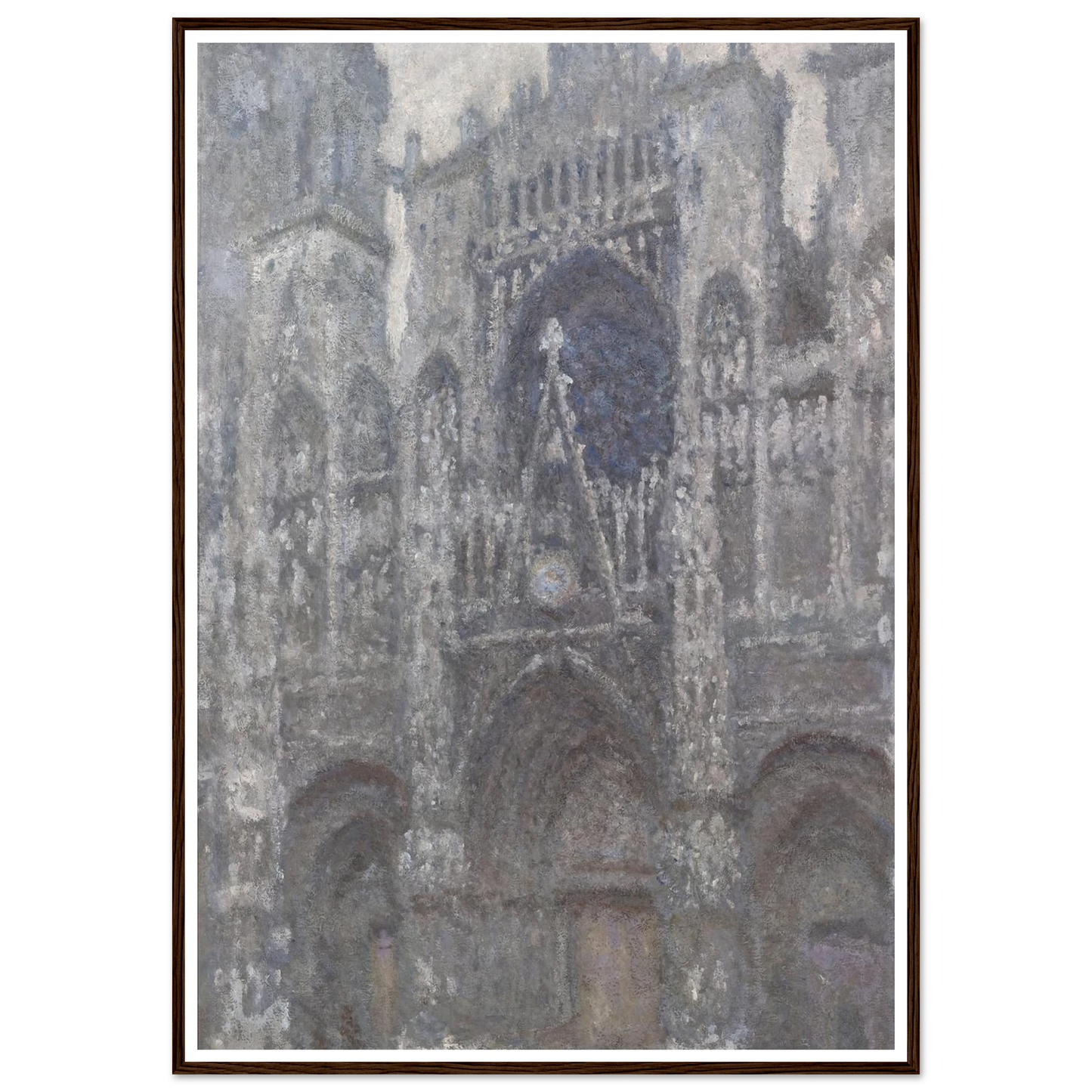 The Cathedral in Rouen. The portal, Grey Weather (1892) Art Print | Claude Monet - Framed Poster - 30x40 cm / 12x16″ - Black frame